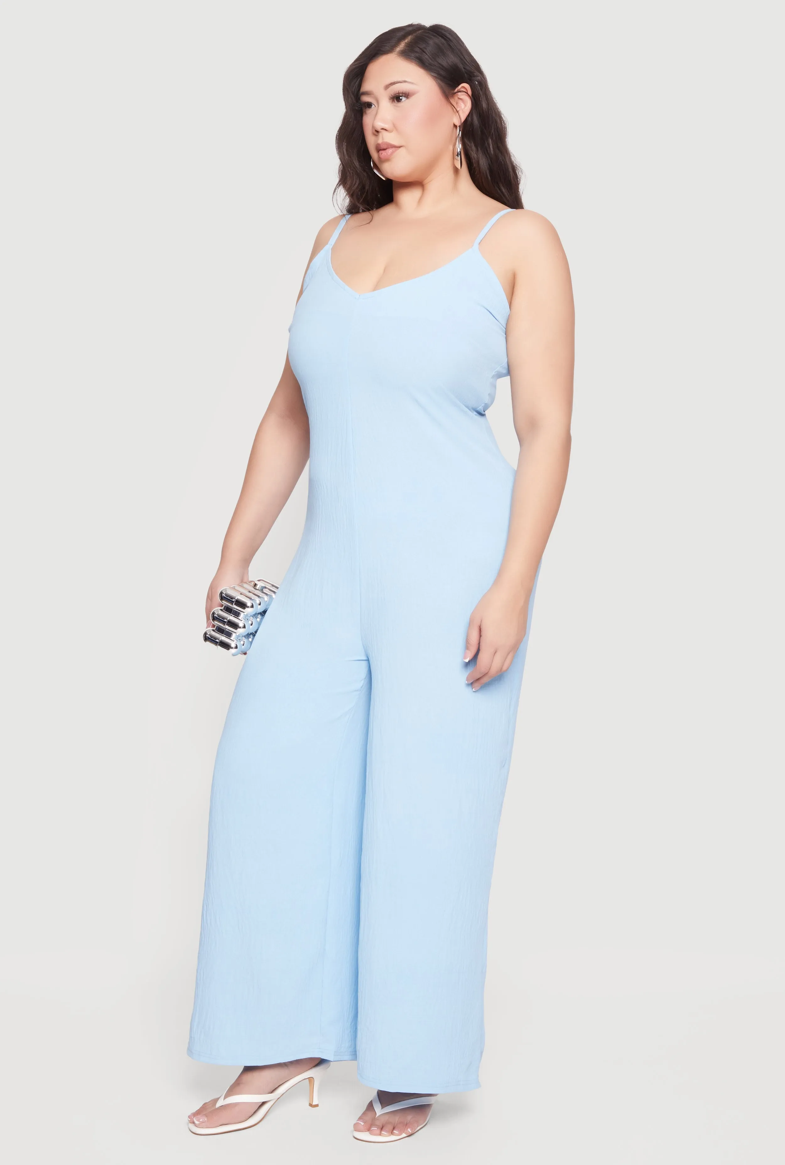 Plus Size Sleeveless V-Neck Wide Leg Jumpsuit sold by Rainbow product image thumbnail 2