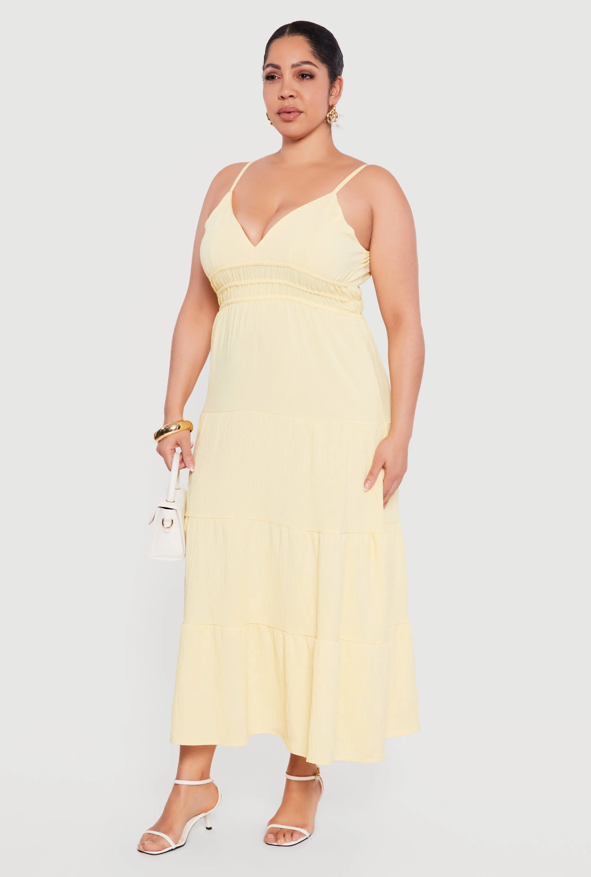 Plus Size Crepe Knit Ruffle Tiered Maxi Dress sold by Rainbow product image thumbnail 2