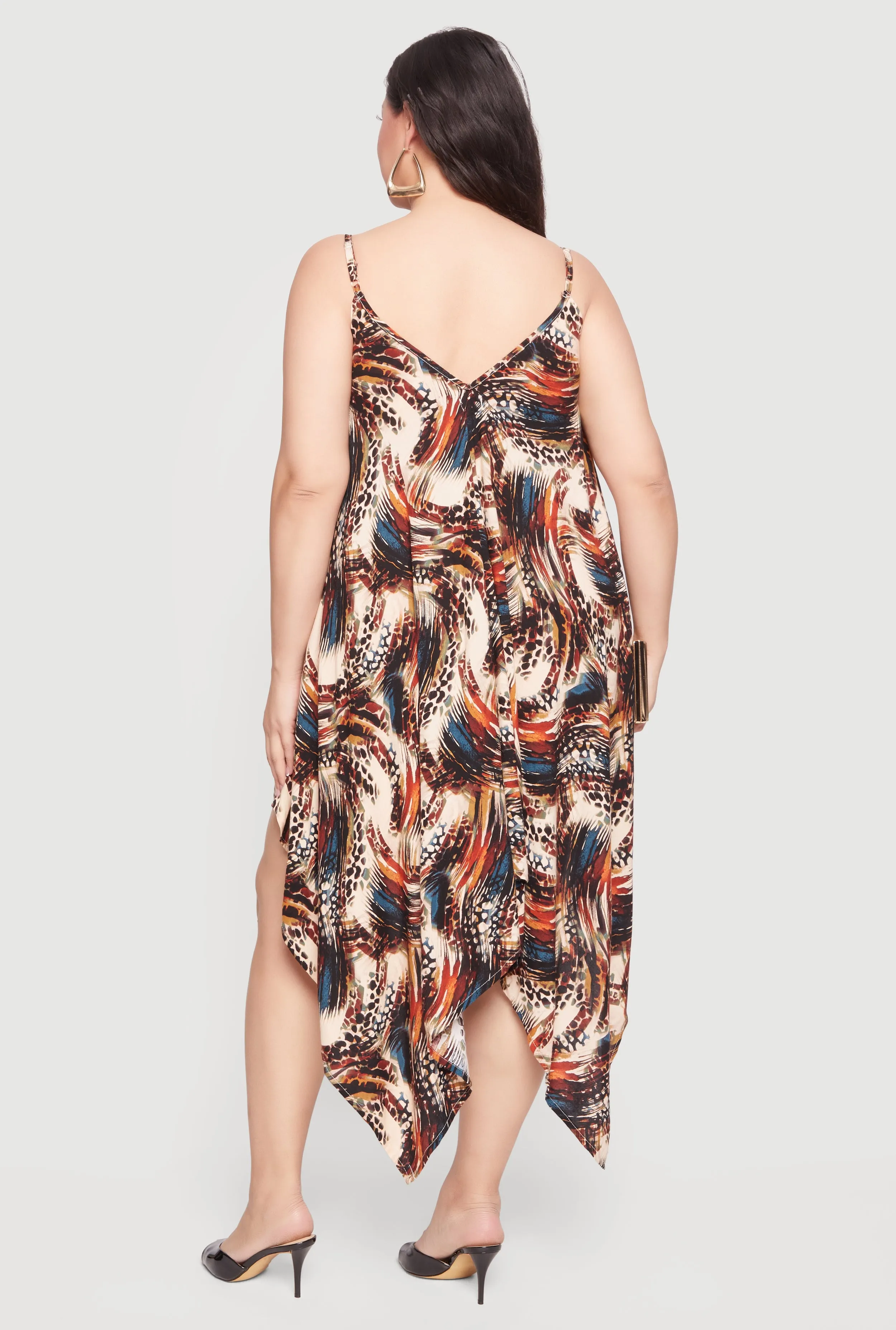 Plus Size Printed Pattern Sleeveless Handkerchief Hem Dress sold by Rainbow product image thumbnail 3
