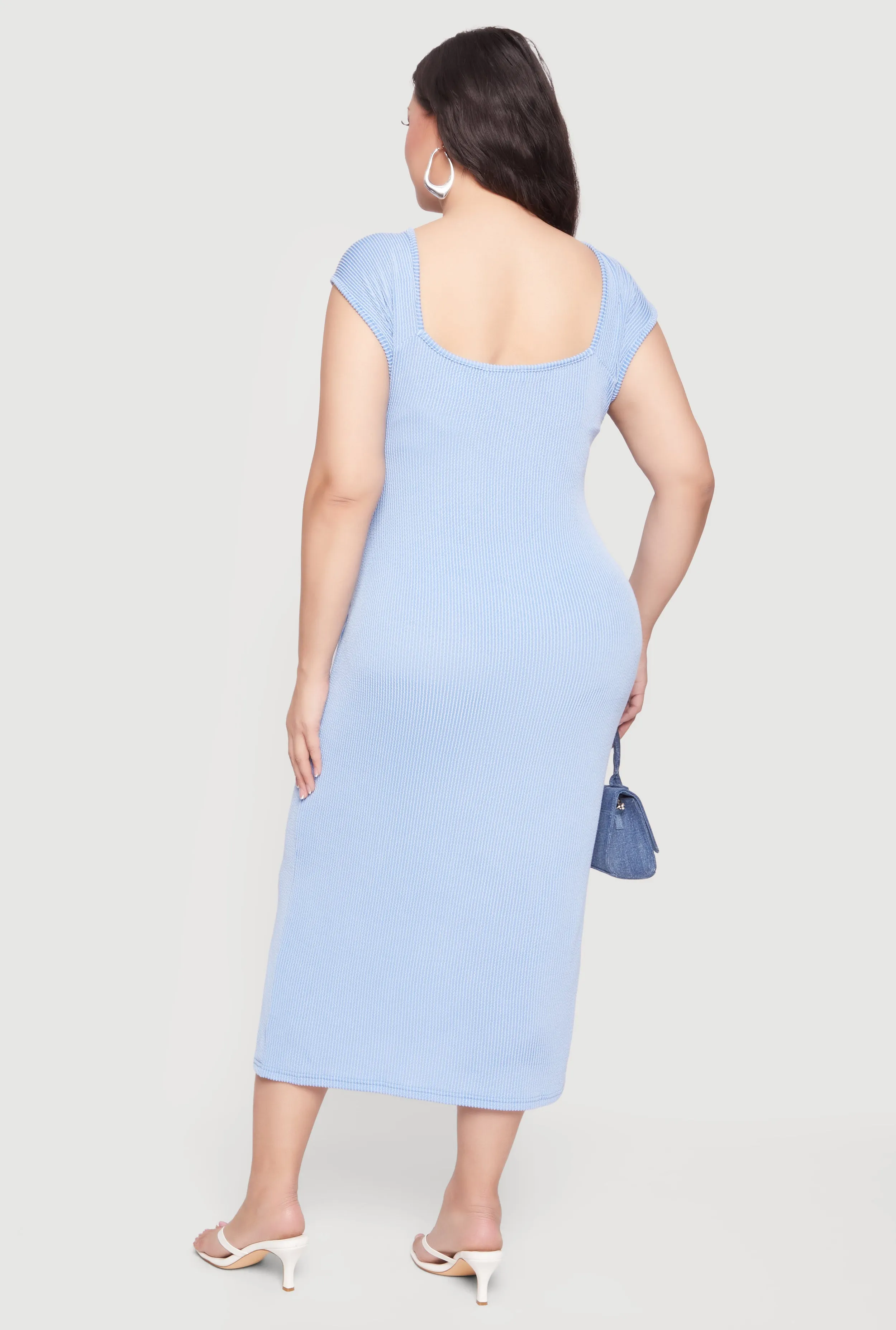 Plus Size Ribbed Knit High Neck Midi Dress sold by Rainbow product image thumbnail 3