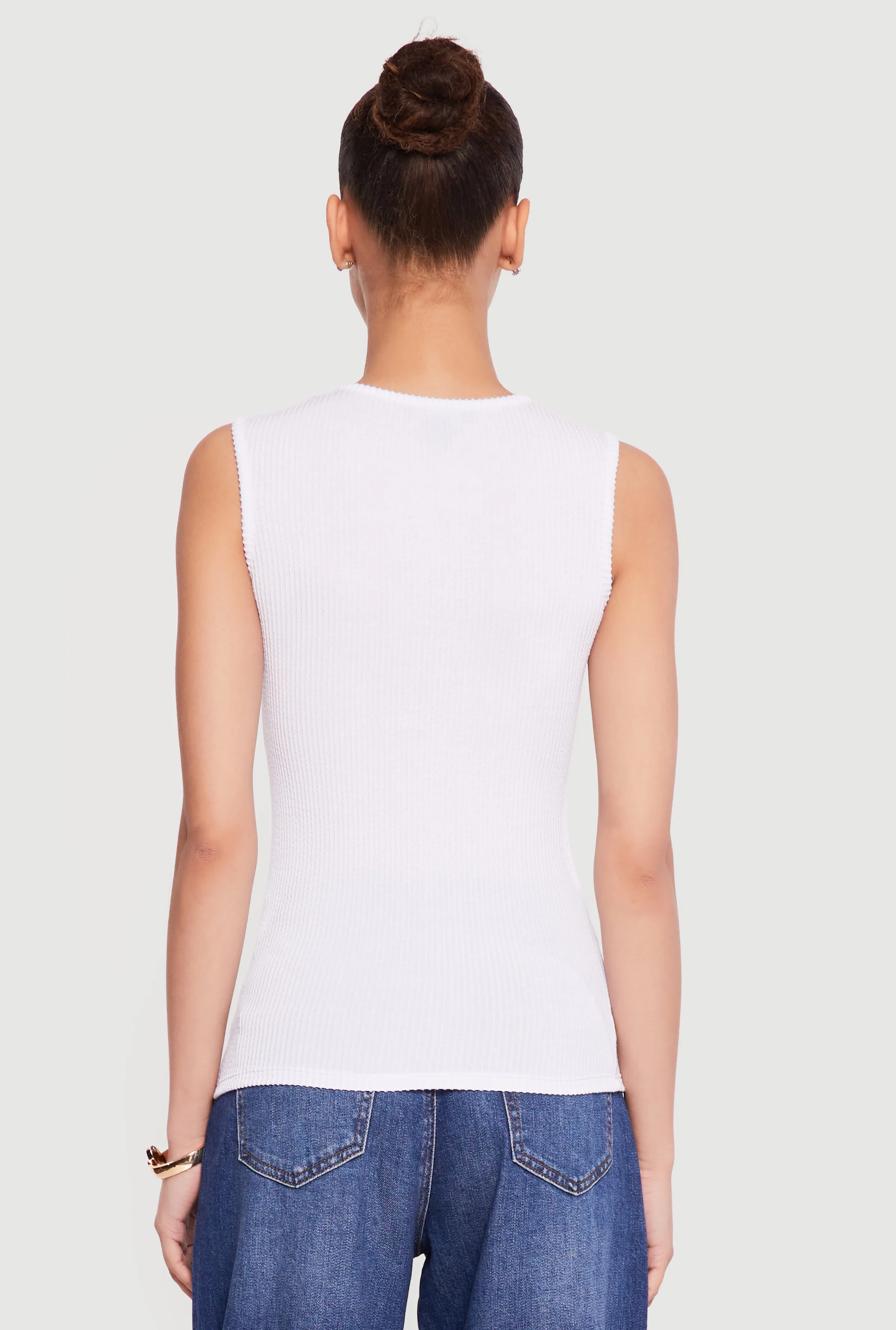 Sleeveless Button Front Crew Neck Top sold by Rainbow product image thumbnail 5