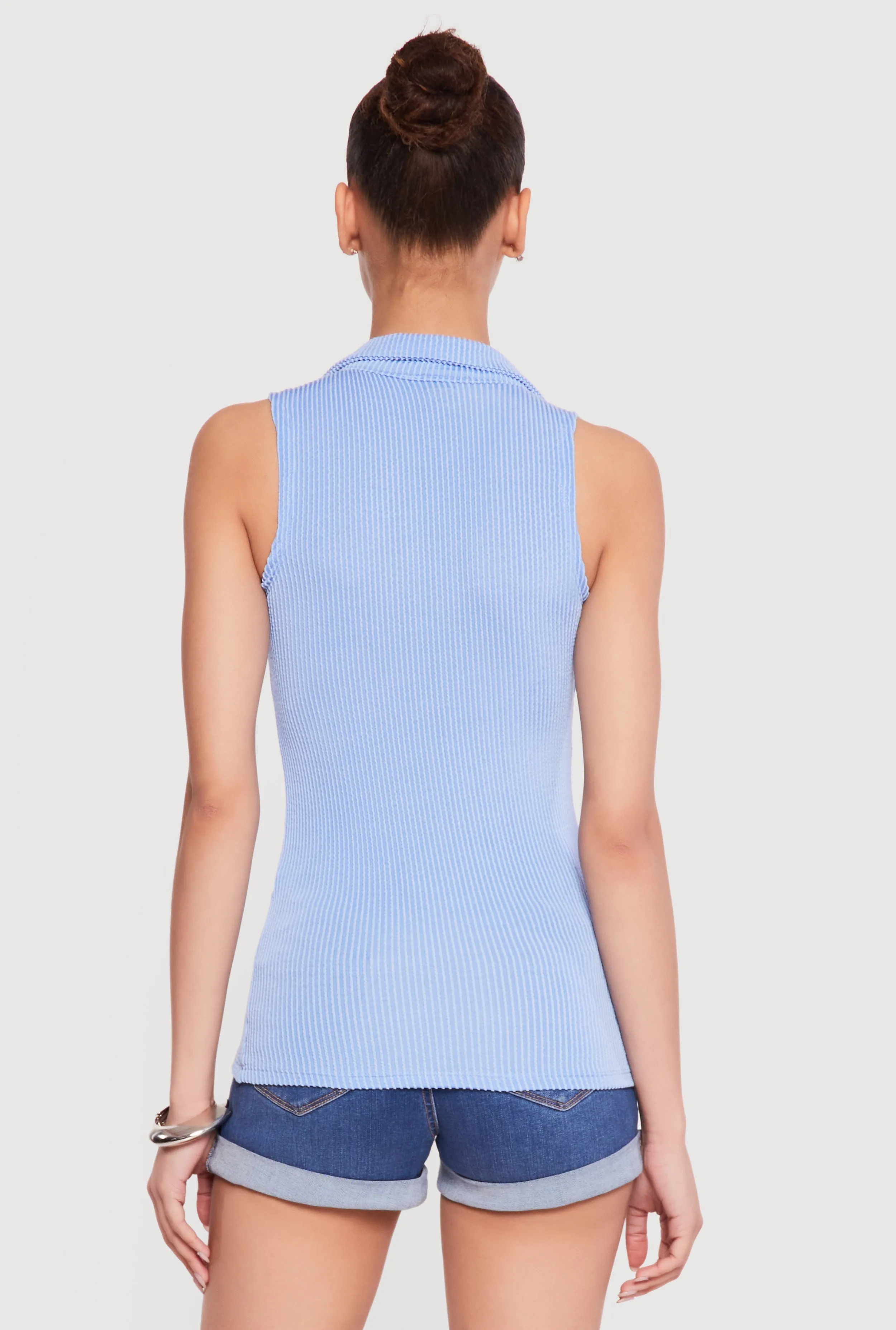 Sleeveless Ribbed Knit Polo Top sold by Rainbow product image thumbnail 5