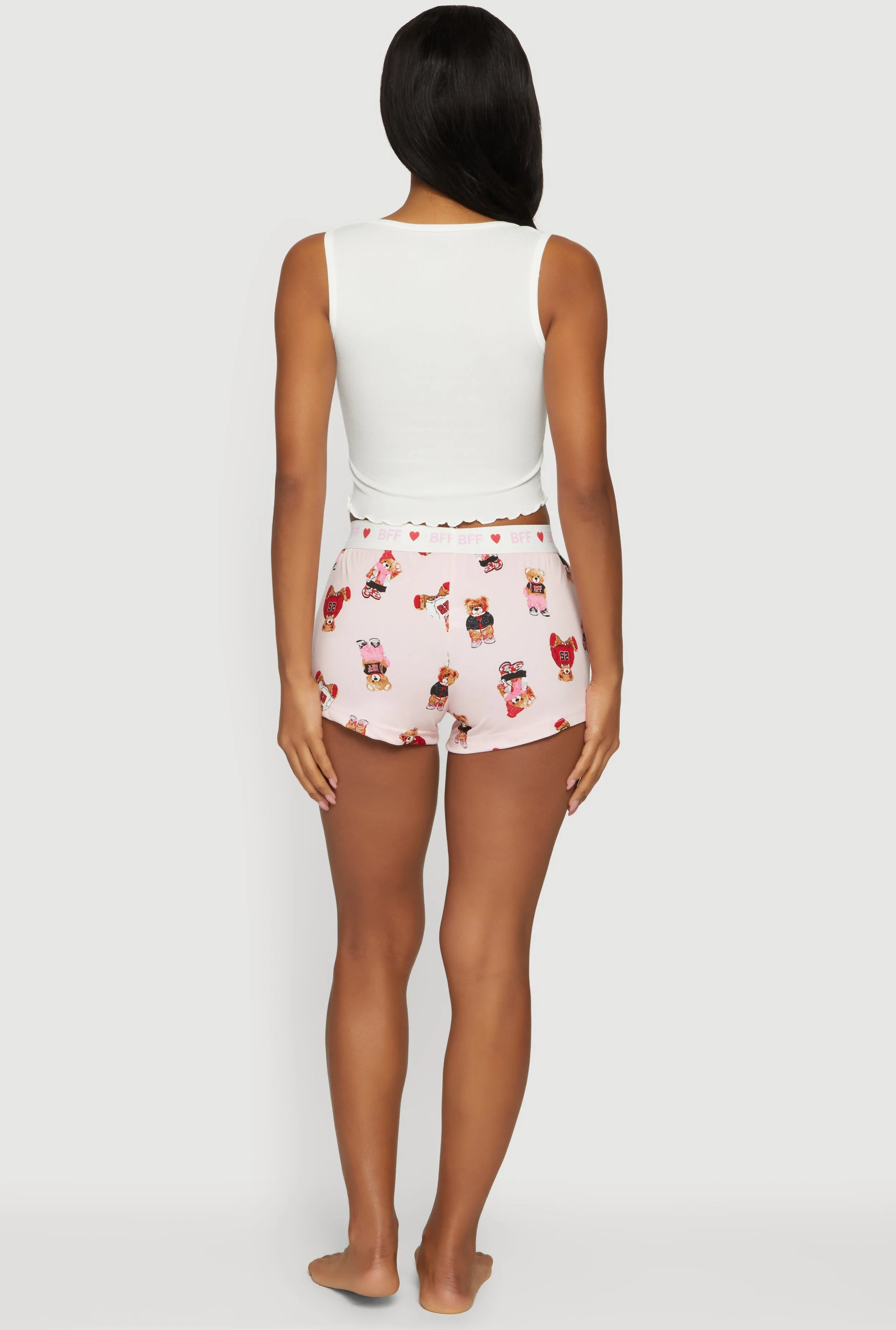 Teddy Bear Graphic Pajama Crop Top and Shorts sold by Rainbow product image thumbnail 2