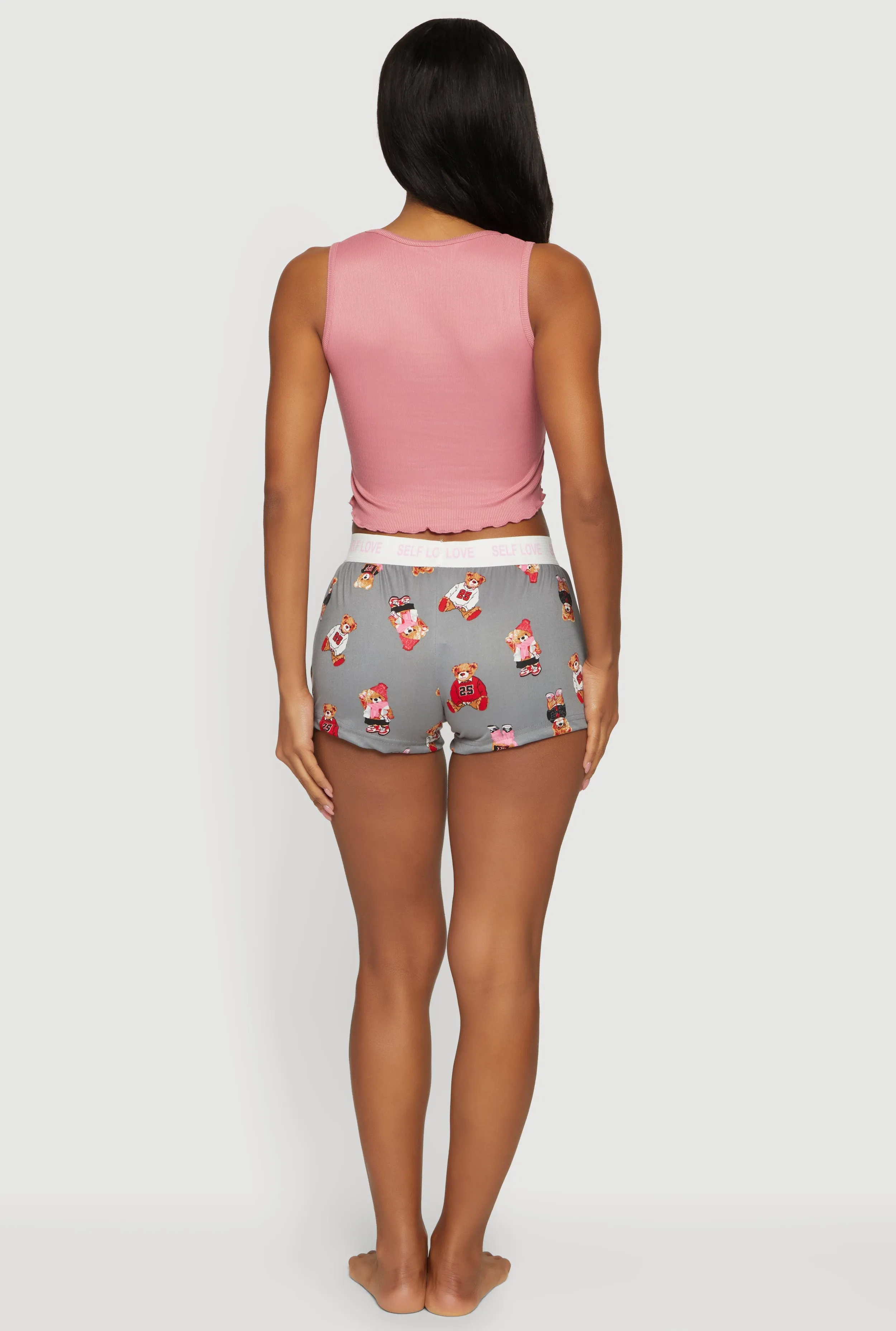 Teddy Bear Graphic Pajama Crop Top and Shorts sold by Rainbow product image thumbnail 2