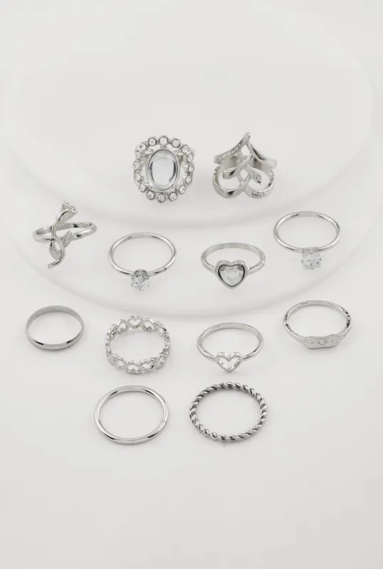 Assorted Cubic Zirconia Sculptural Rings Set of 12 sold by Rainbow
