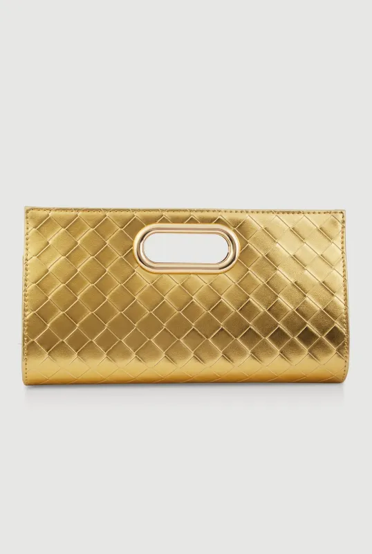 Basketweave Cut Out Handle Clutch made by Rainbow