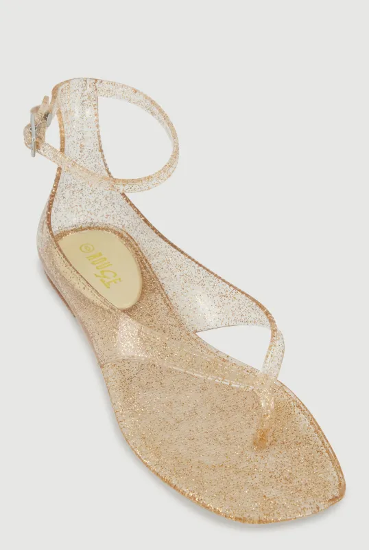Jelly Buckle Strap Open Toe Thong Sandals sold by Rainbow