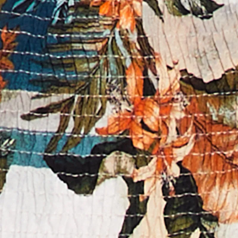 Tropical Floral Puff Sleeve Square Neck Tiered Maxi Dress sold by Rainbow product image thumbnail 4