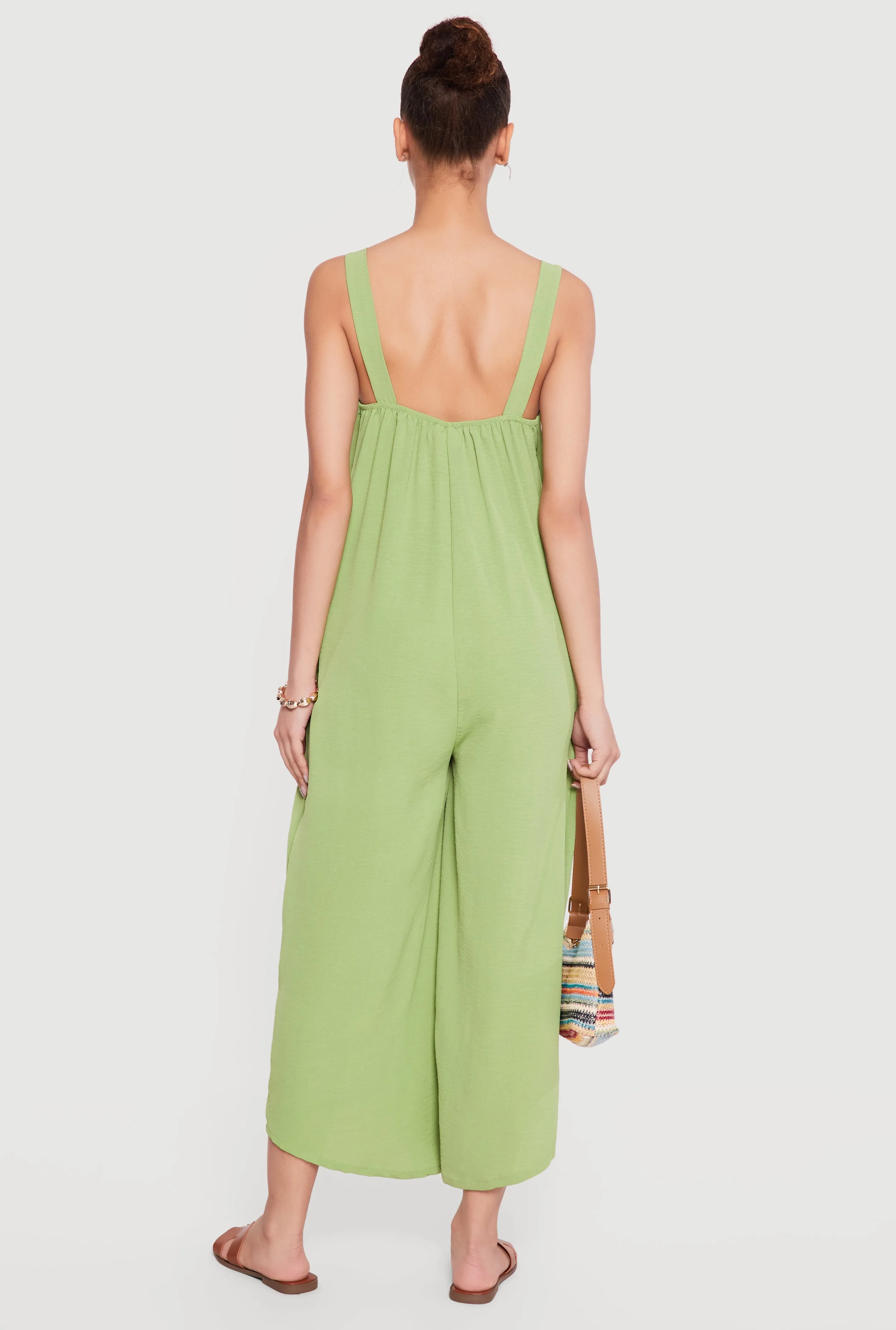 Sleeveless V Neck Crepe Knit Wide Leg Jumpsuit sold by Rainbow product image thumbnail 3