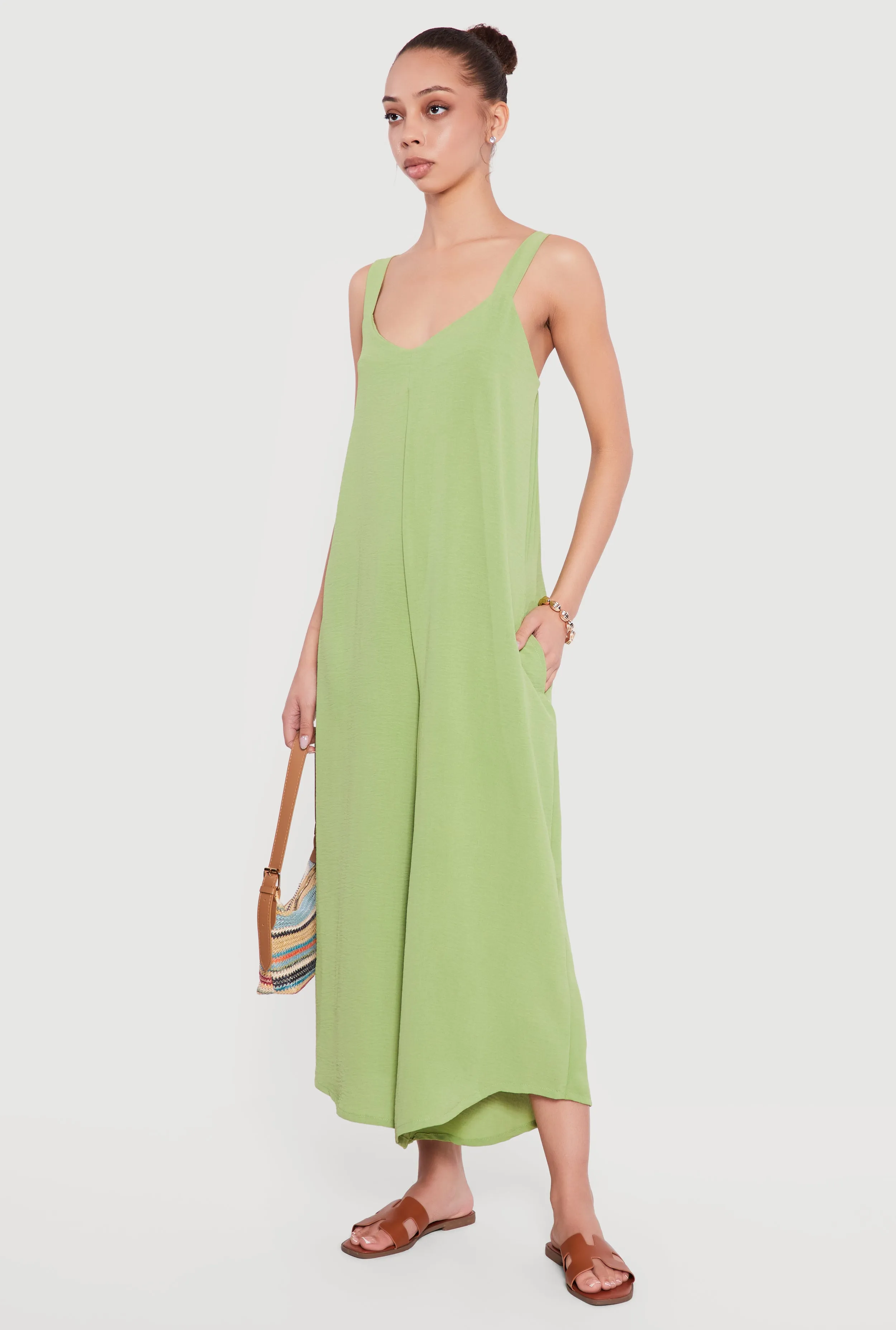 Sleeveless V Neck Crepe Knit Wide Leg Jumpsuit sold by Rainbow product image thumbnail 2