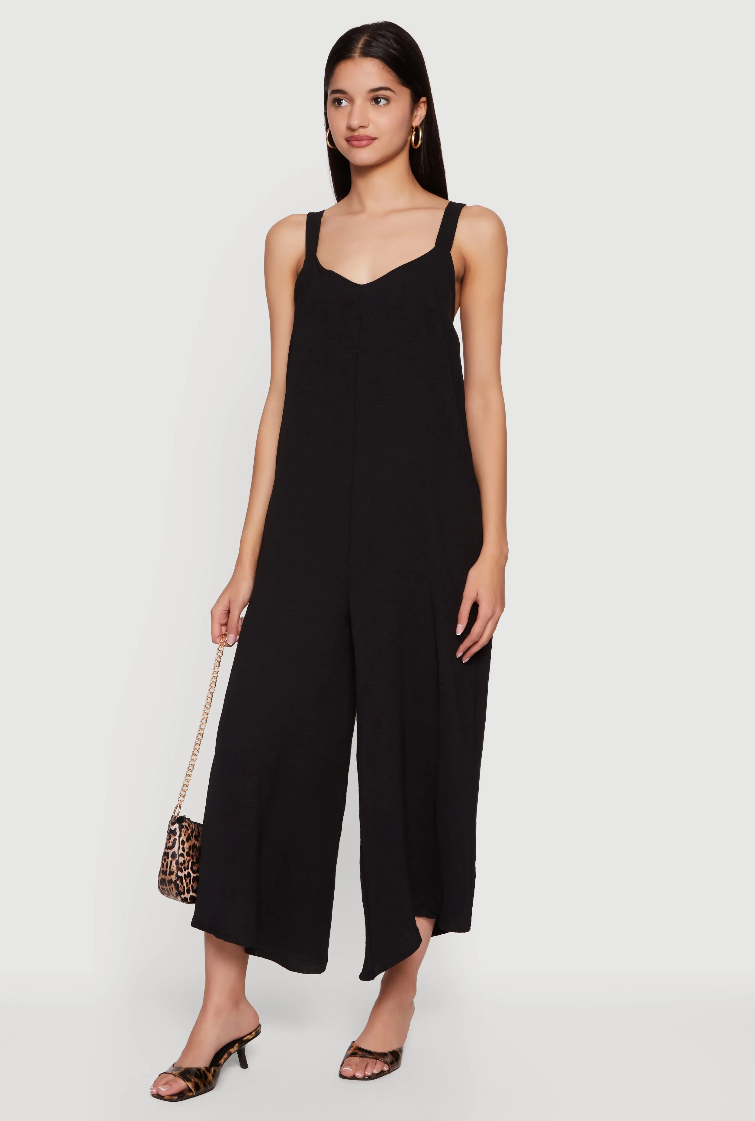 Sleeveless V Neck Crepe Knit Wide Leg Jumpsuit sold by Rainbow product image thumbnail 2