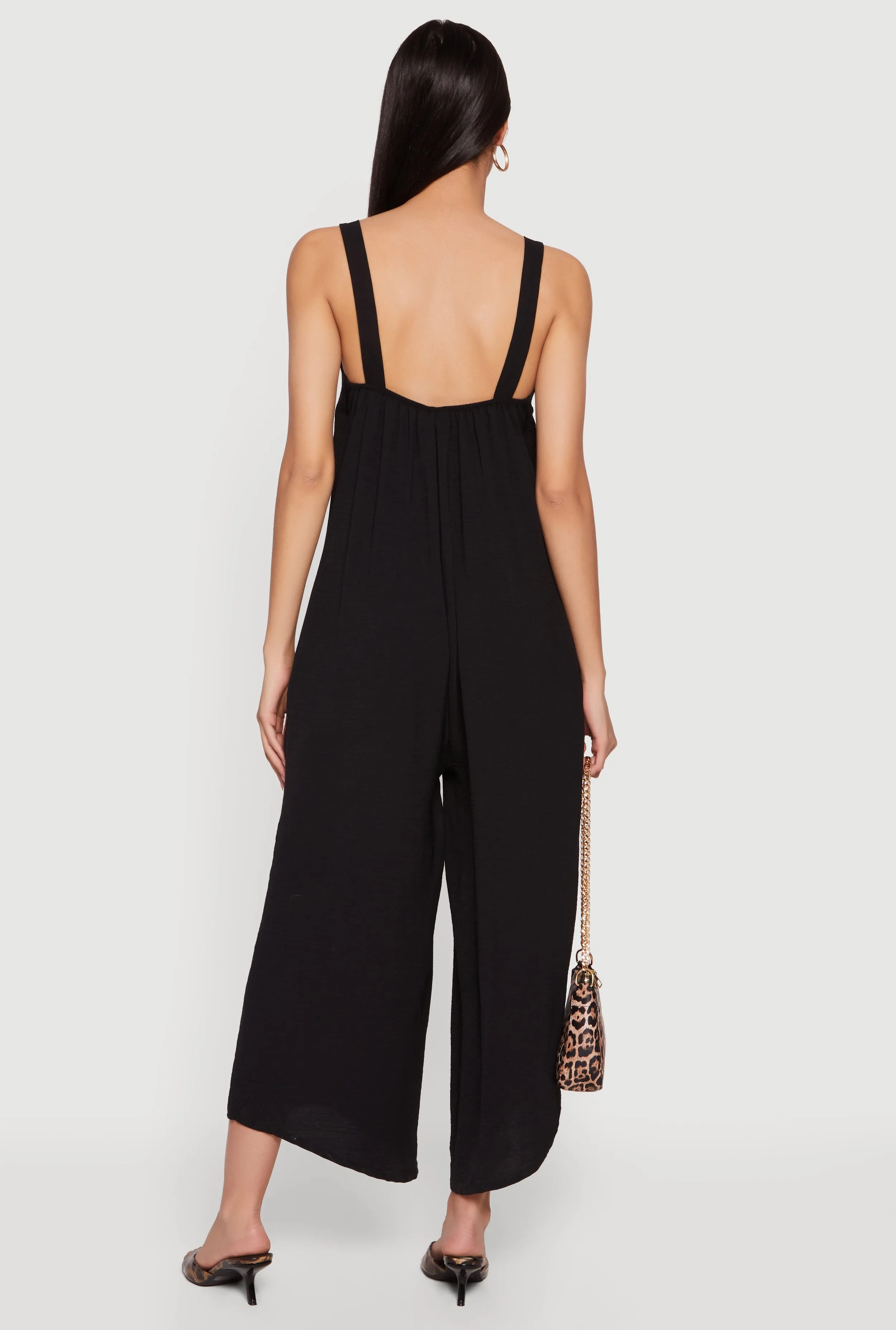 Sleeveless V Neck Crepe Knit Wide Leg Jumpsuit sold by Rainbow product image thumbnail 3