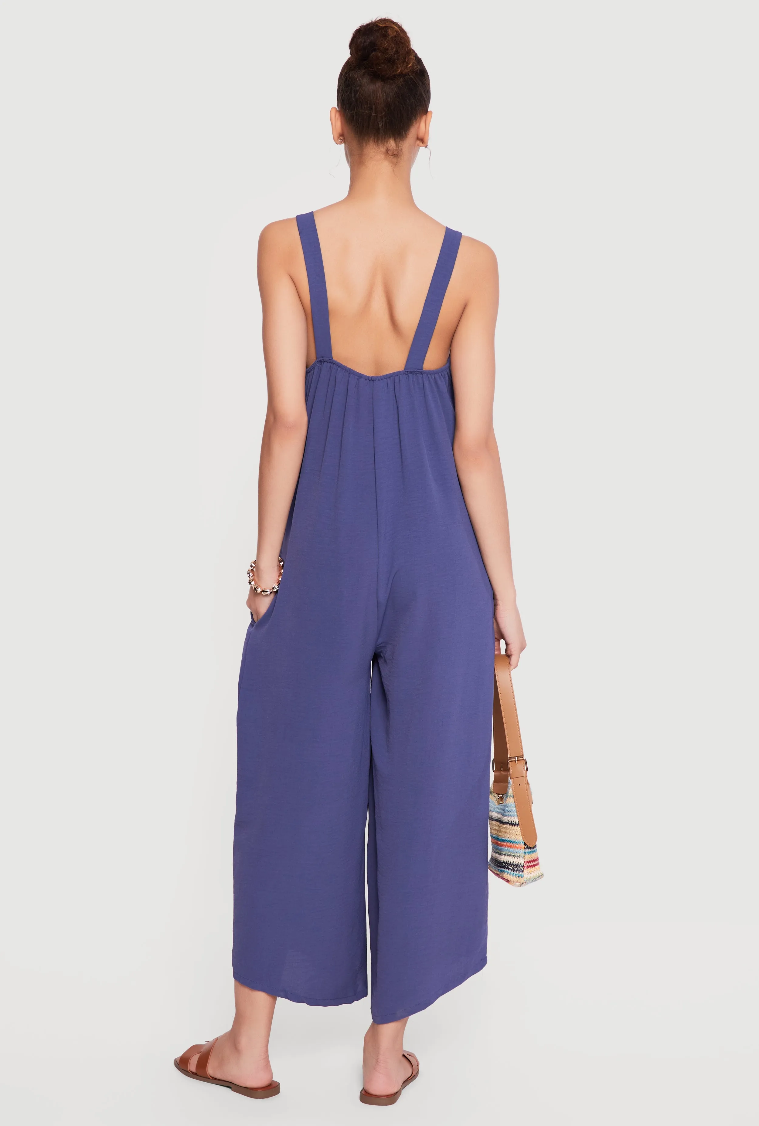 Sleeveless V Neck Crepe Knit Wide Leg Jumpsuit sold by Rainbow product image thumbnail 3
