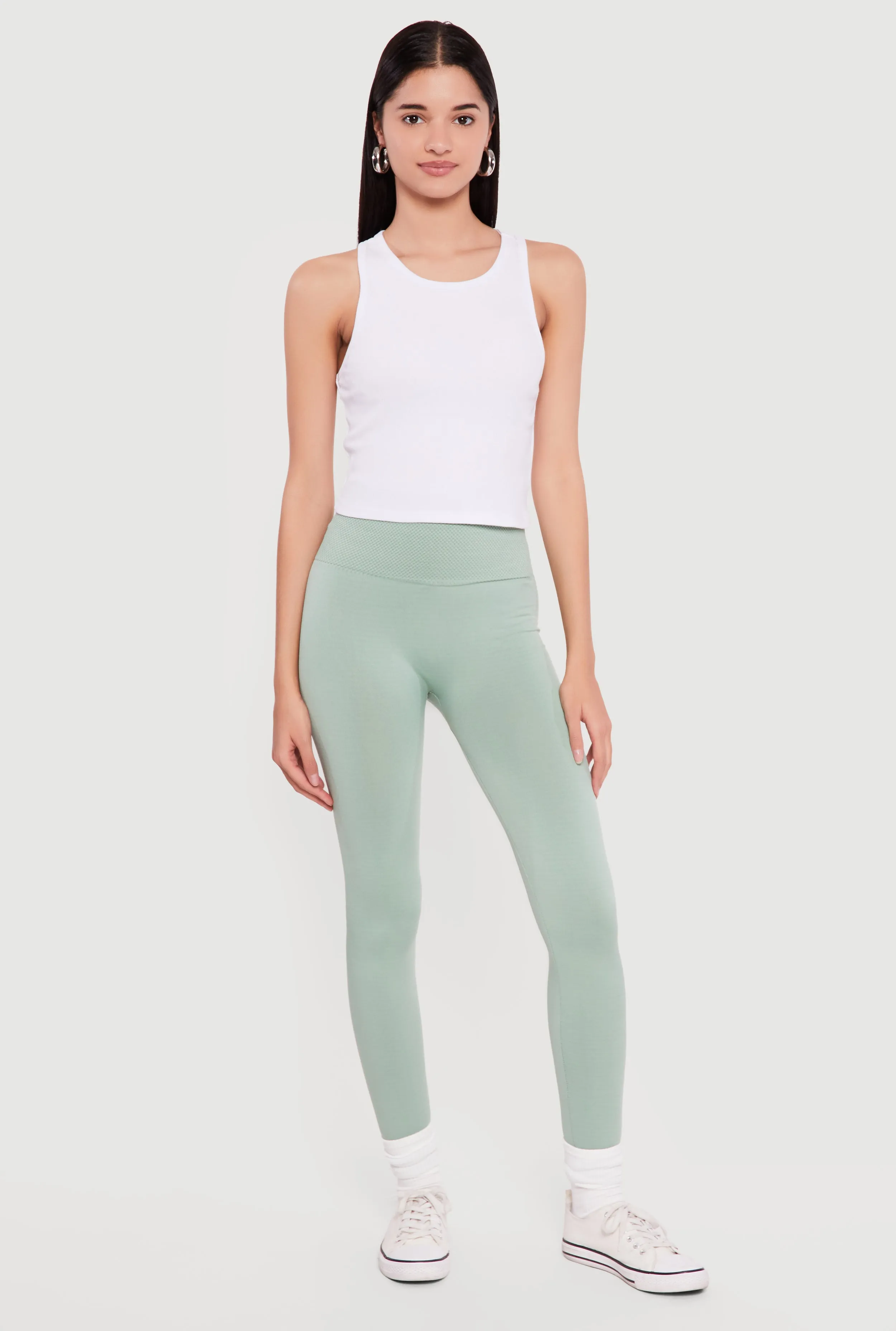 High Waisted Waffle Knit Fleece Lined Leggings sold by Rainbow