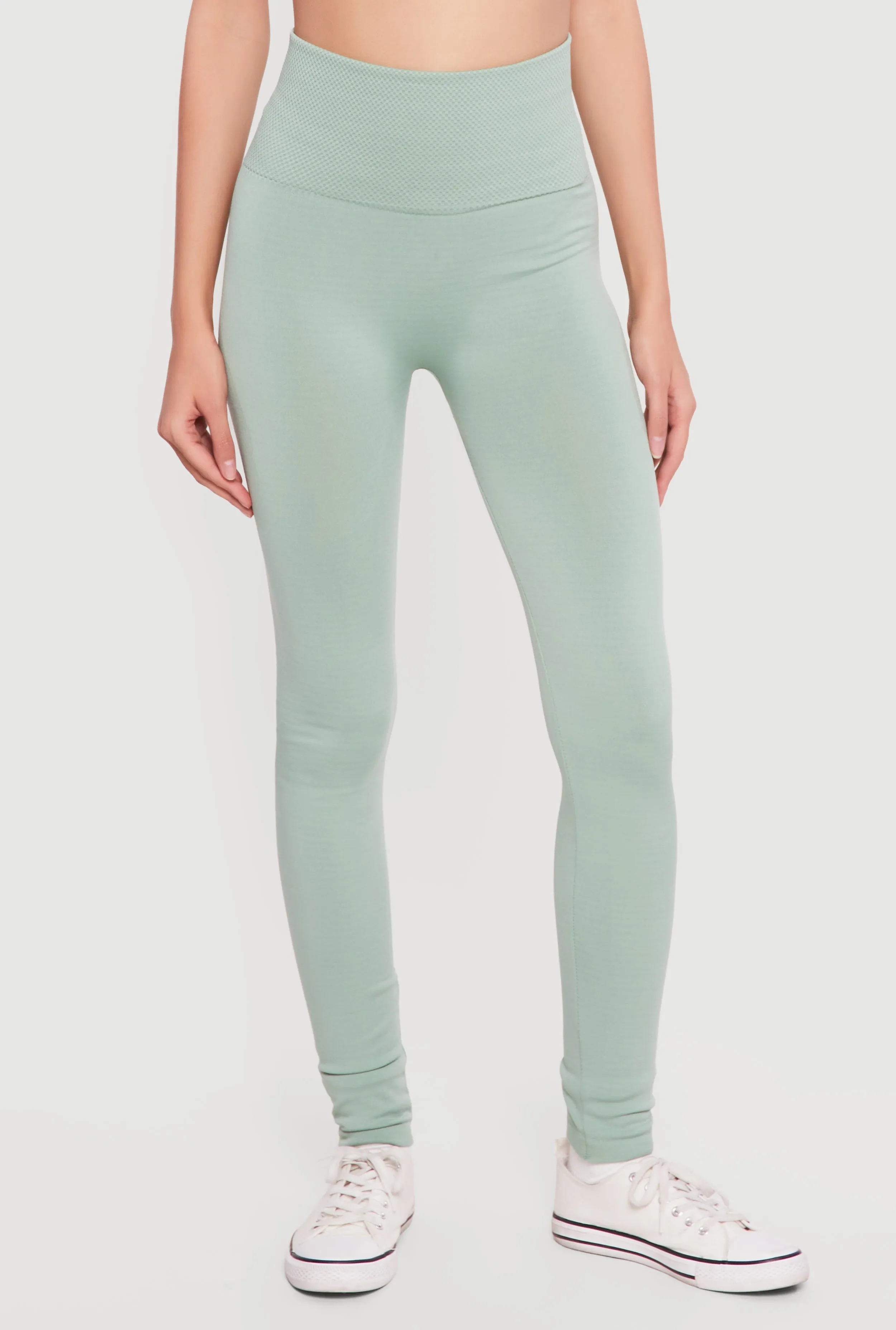 High Waisted Waffle Knit Fleece Lined Leggings sold by Rainbow product image thumbnail 3