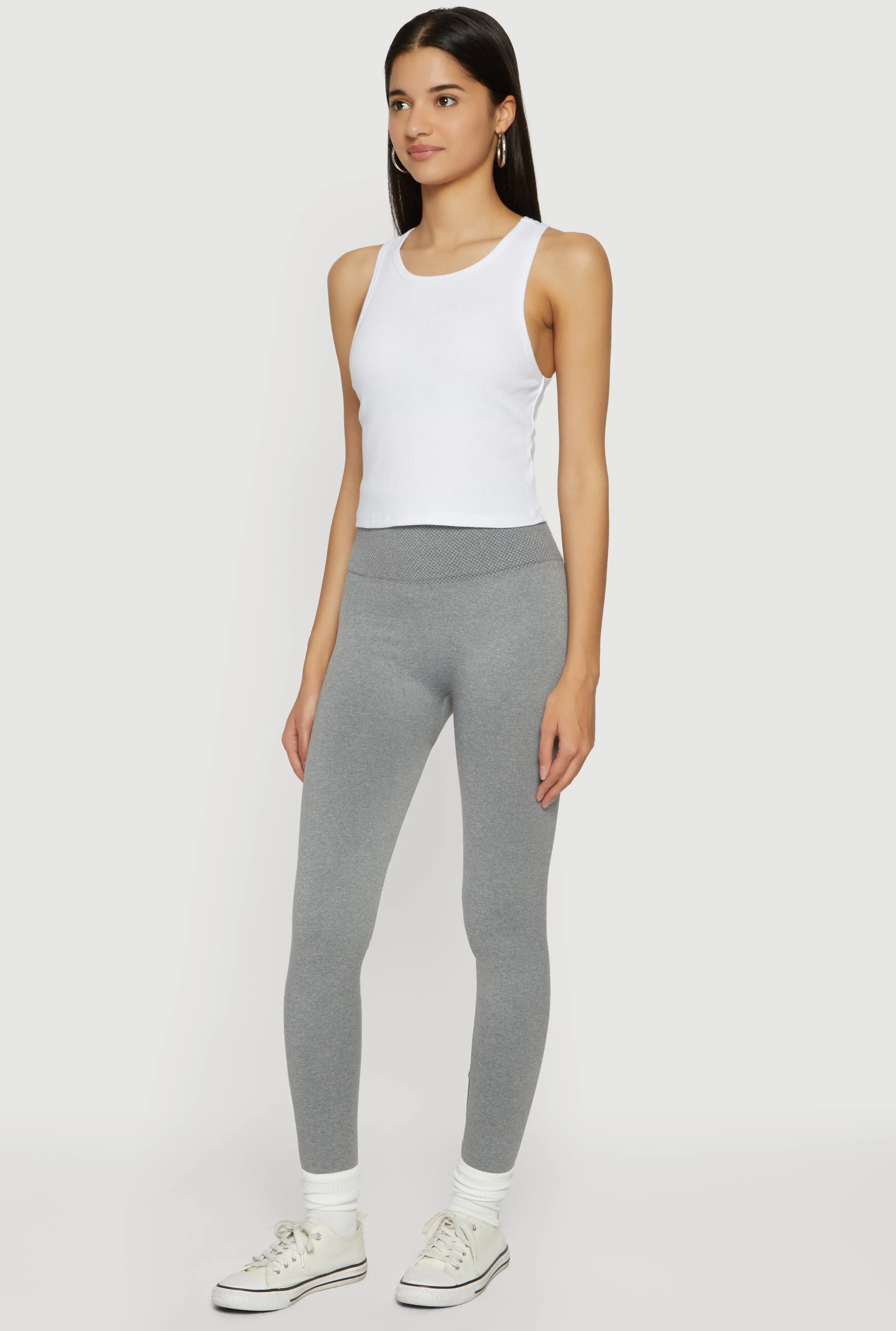 High Waisted Waffle Knit Fleece Lined Leggings sold by Rainbow product image thumbnail 2