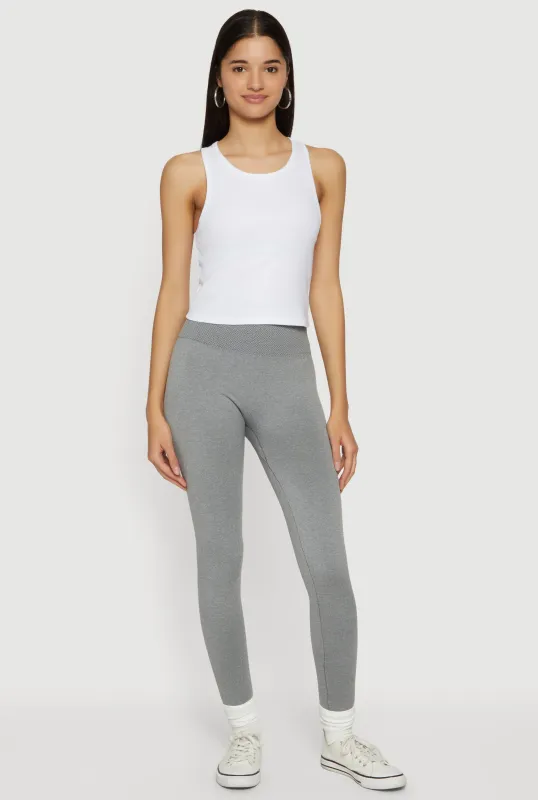 High Waisted Waffle Knit Fleece Lined Leggings sold by Rainbow