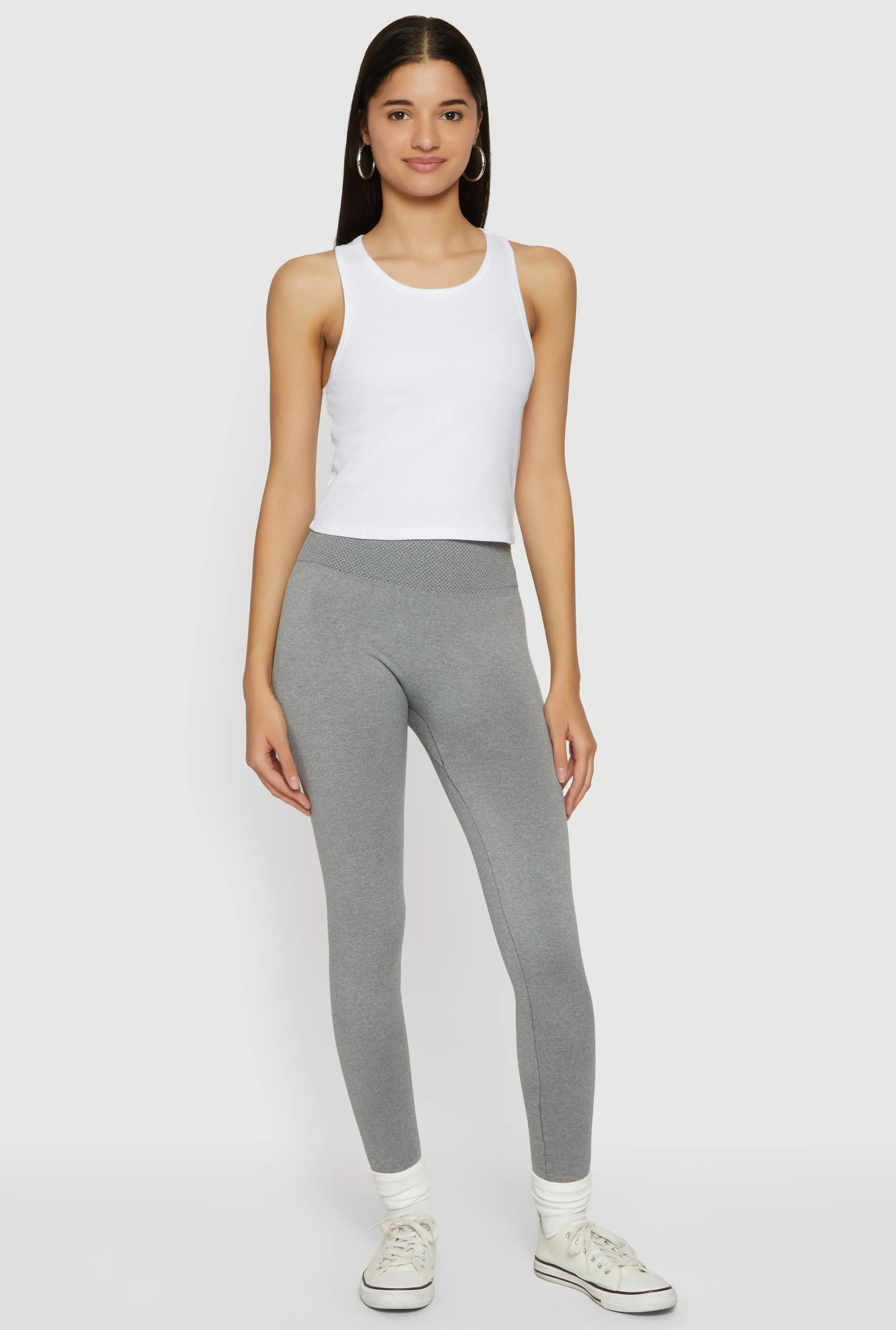 High Waisted Waffle Knit Fleece Lined Leggings sold by Rainbow