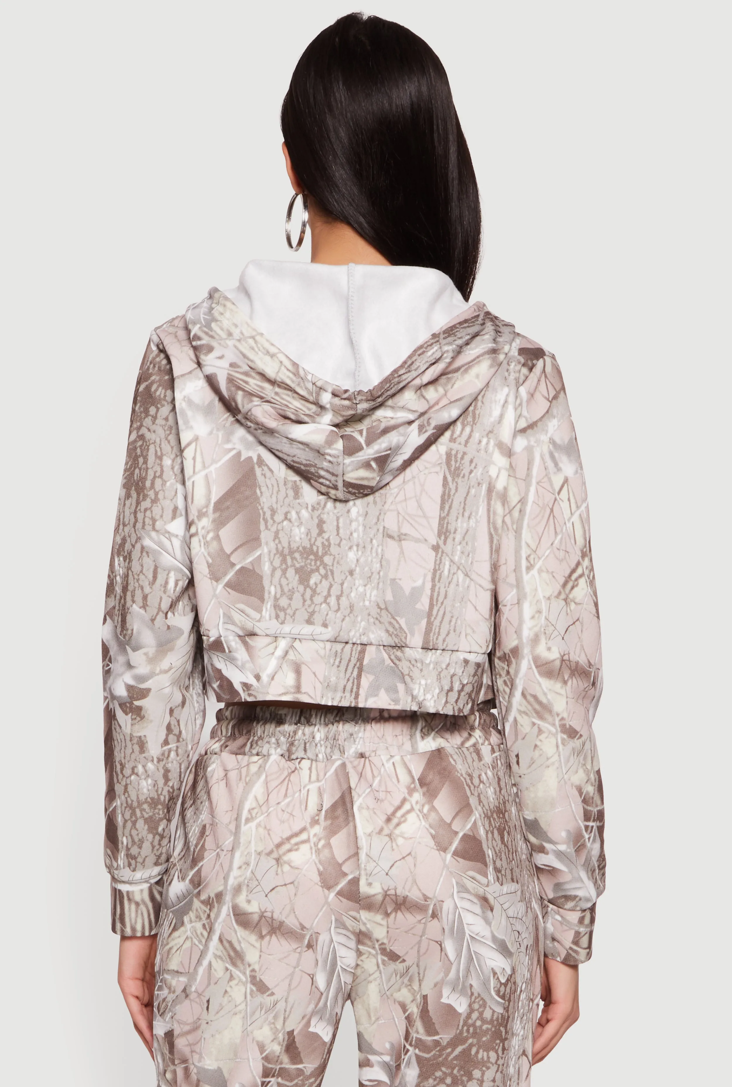 Tree Camo Cropped Zip Front Hoodie and Cropped Cami Set sold by Rainbow product image thumbnail 5