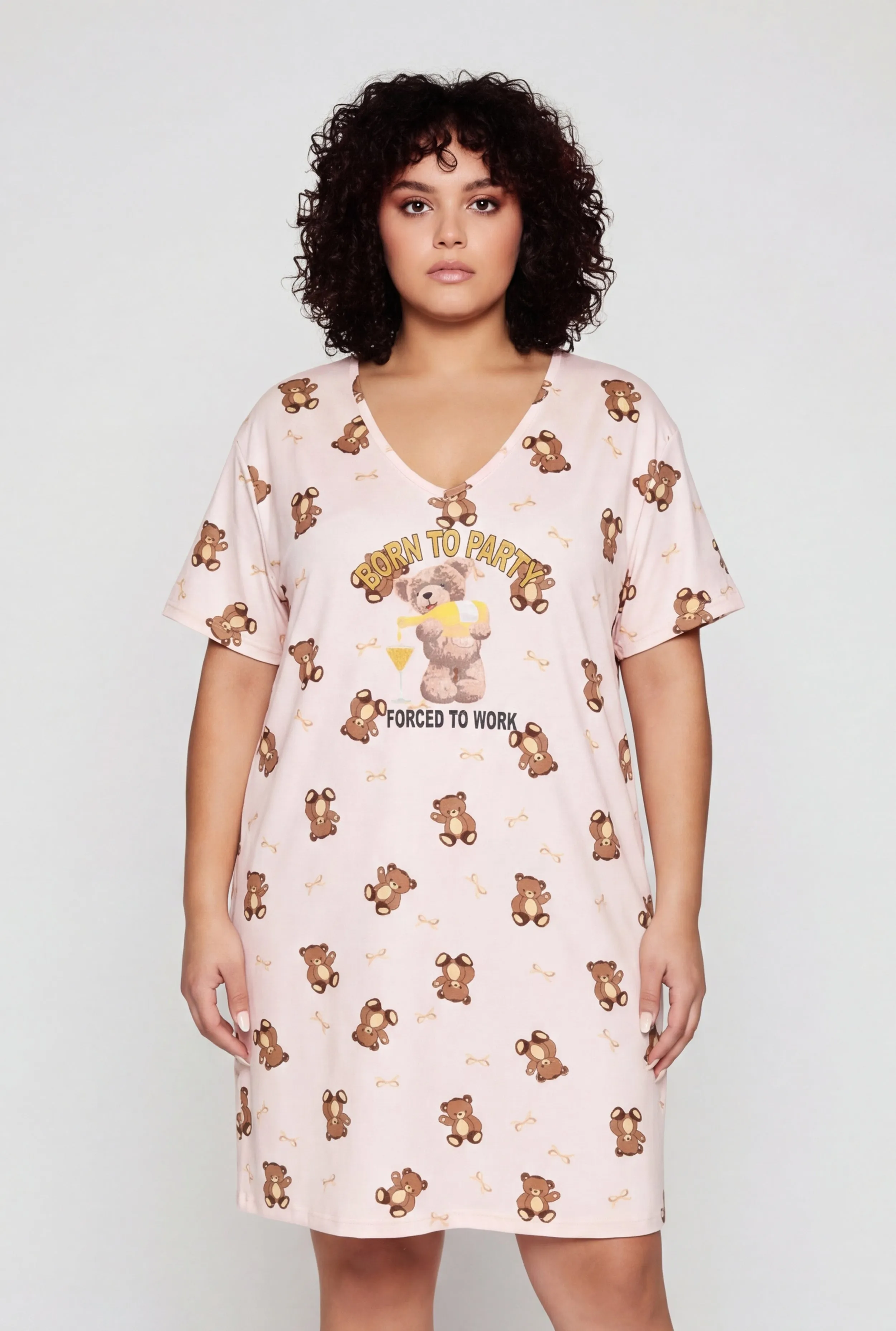 Plus Size Born To Party Forced To Work Sleepshirt sold by Rainbow product image thumbnail 2