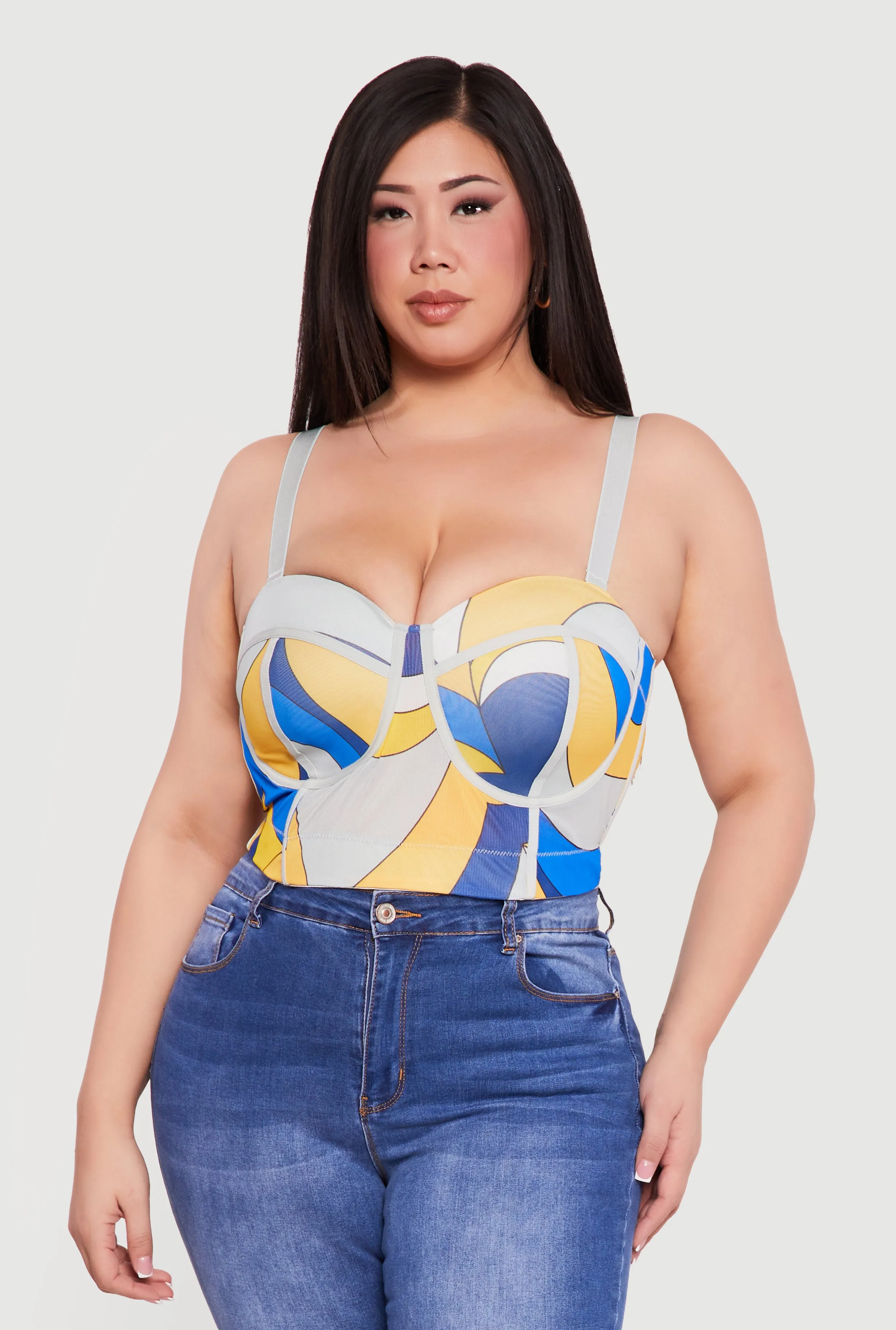 Plus Size Convertible Patterned Mesh Bustier Crop Top sold by Rainbow product image thumbnail 2