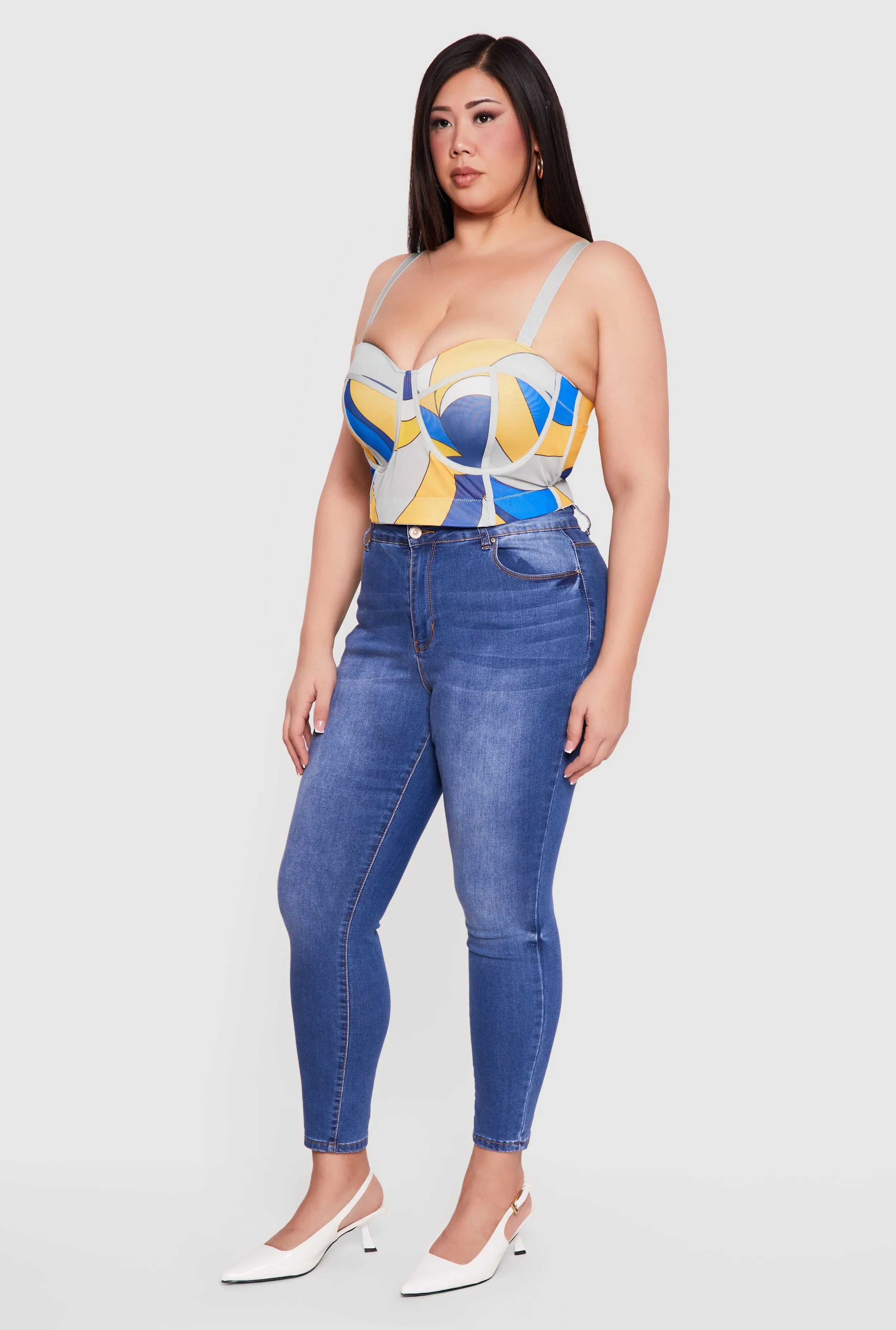 Plus Size Convertible Patterned Mesh Bustier Crop Top sold by Rainbow product image thumbnail 3