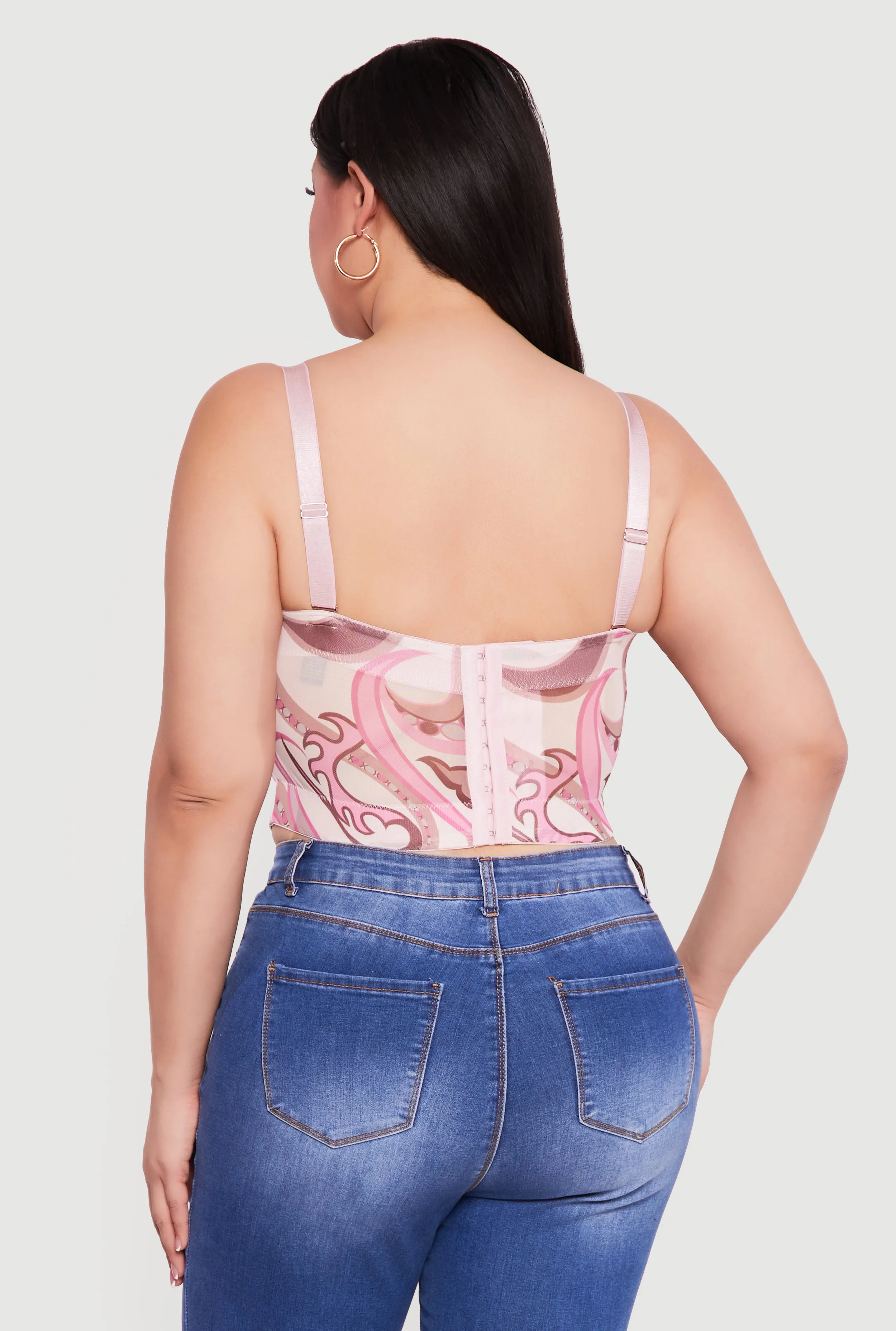 Plus Size Convertible Patterned Mesh Bustier Crop Top sold by Rainbow product image thumbnail 5