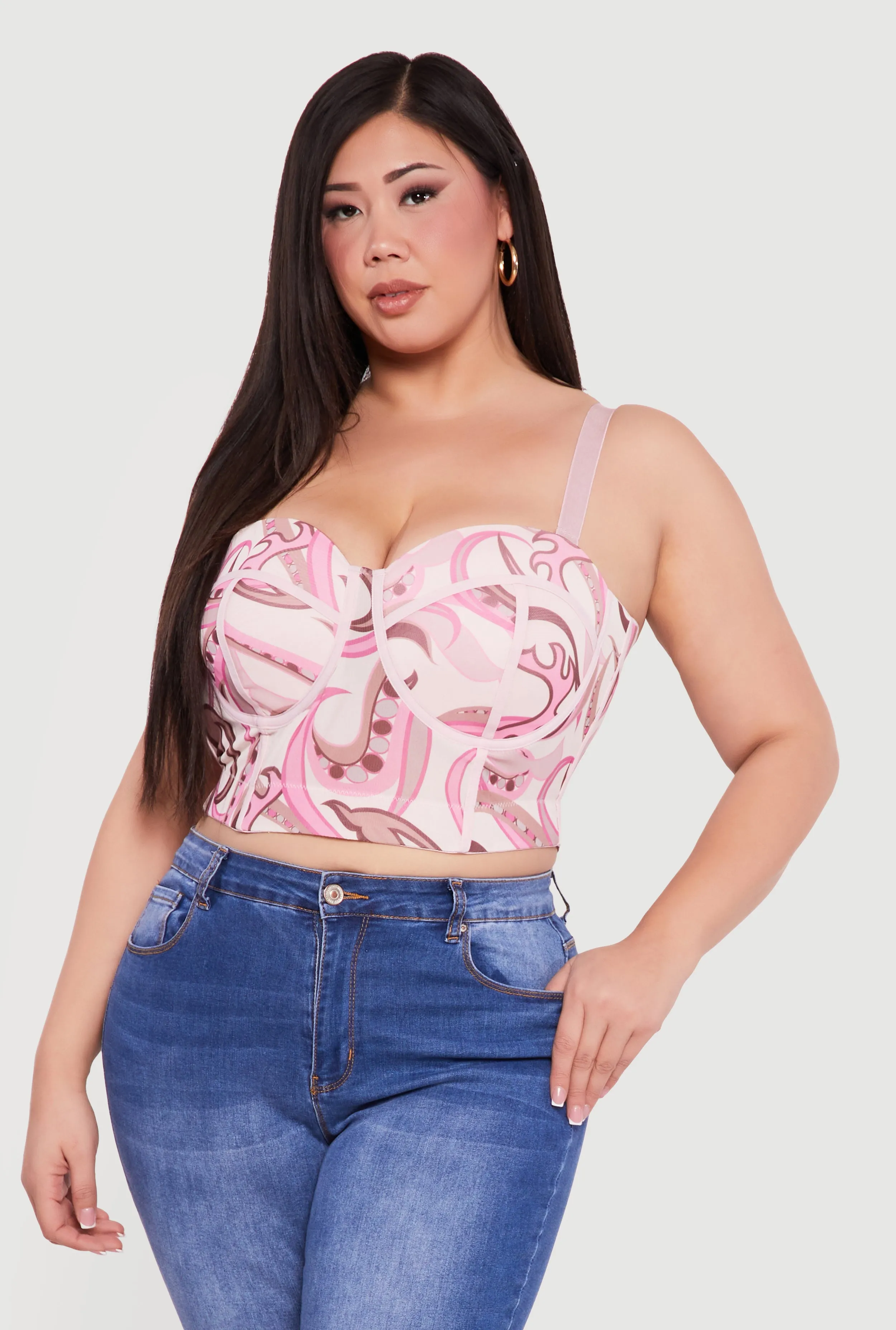 Plus Size Convertible Patterned Mesh Bustier Crop Top sold by Rainbow product image thumbnail 2