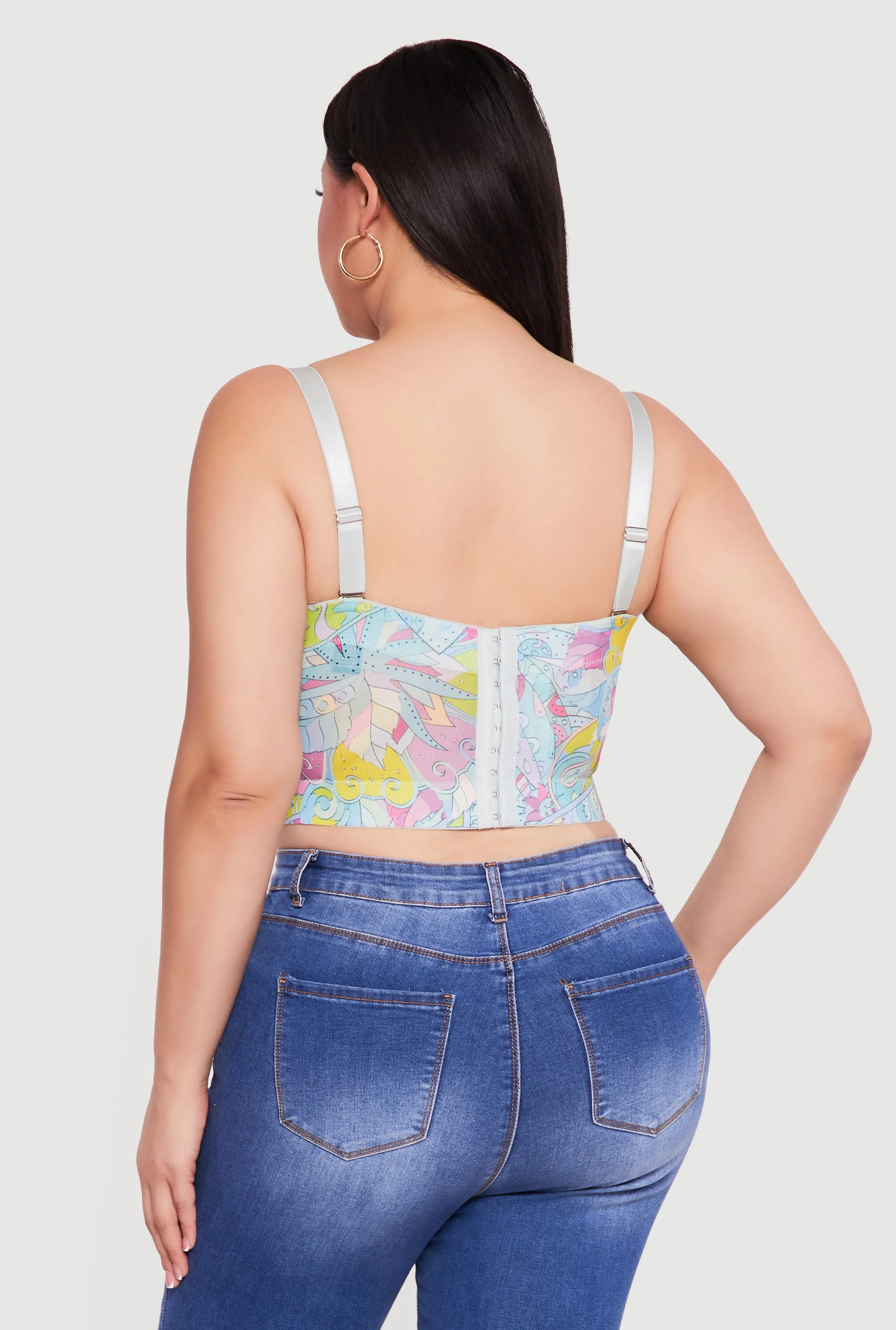 Plus Size Convertible Patterned Mesh Bustier Crop Top sold by Rainbow product image thumbnail 5
