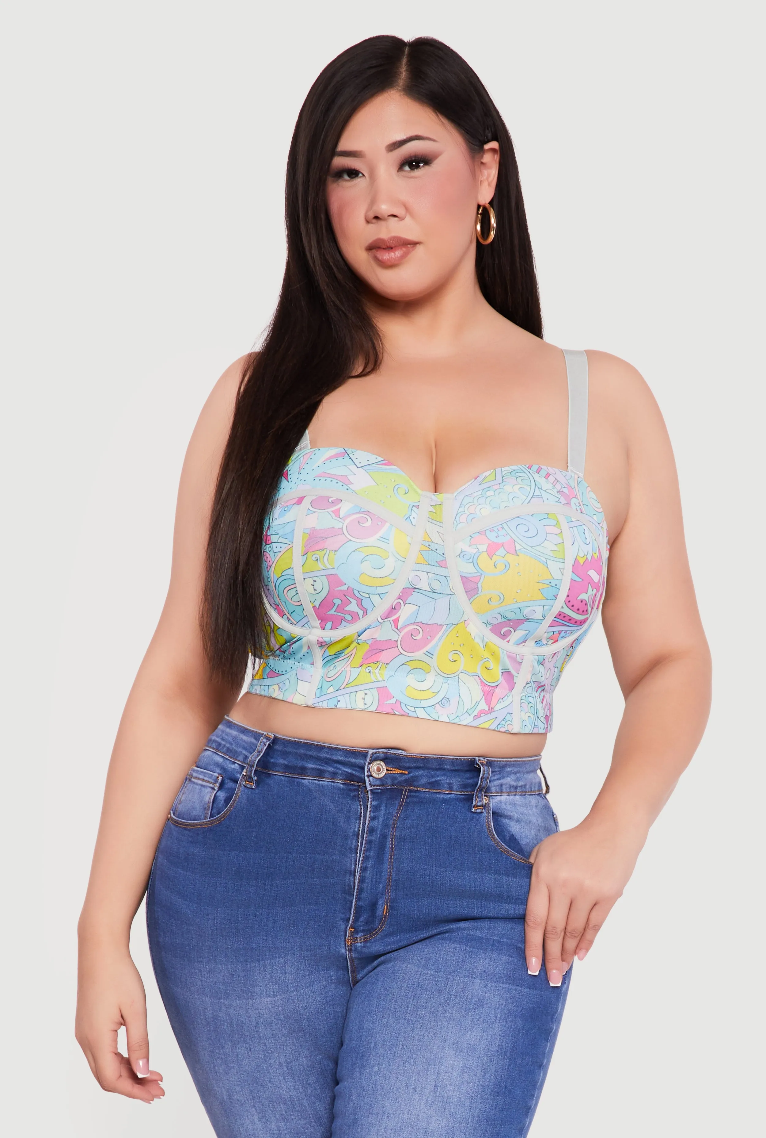 Plus Size Convertible Patterned Mesh Bustier Crop Top sold by Rainbow product image thumbnail 2