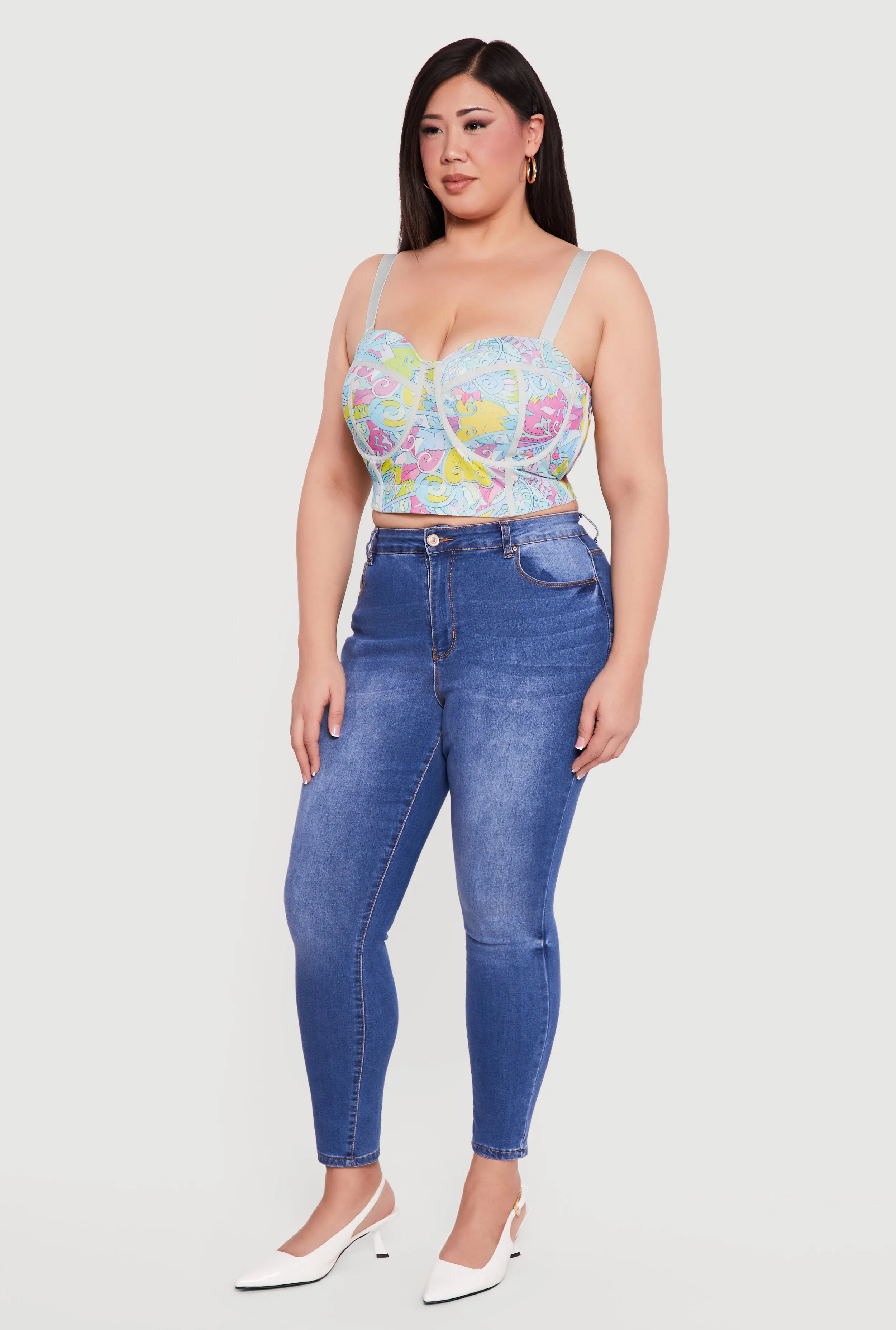 Plus Size Convertible Patterned Mesh Bustier Crop Top sold by Rainbow product image thumbnail 3