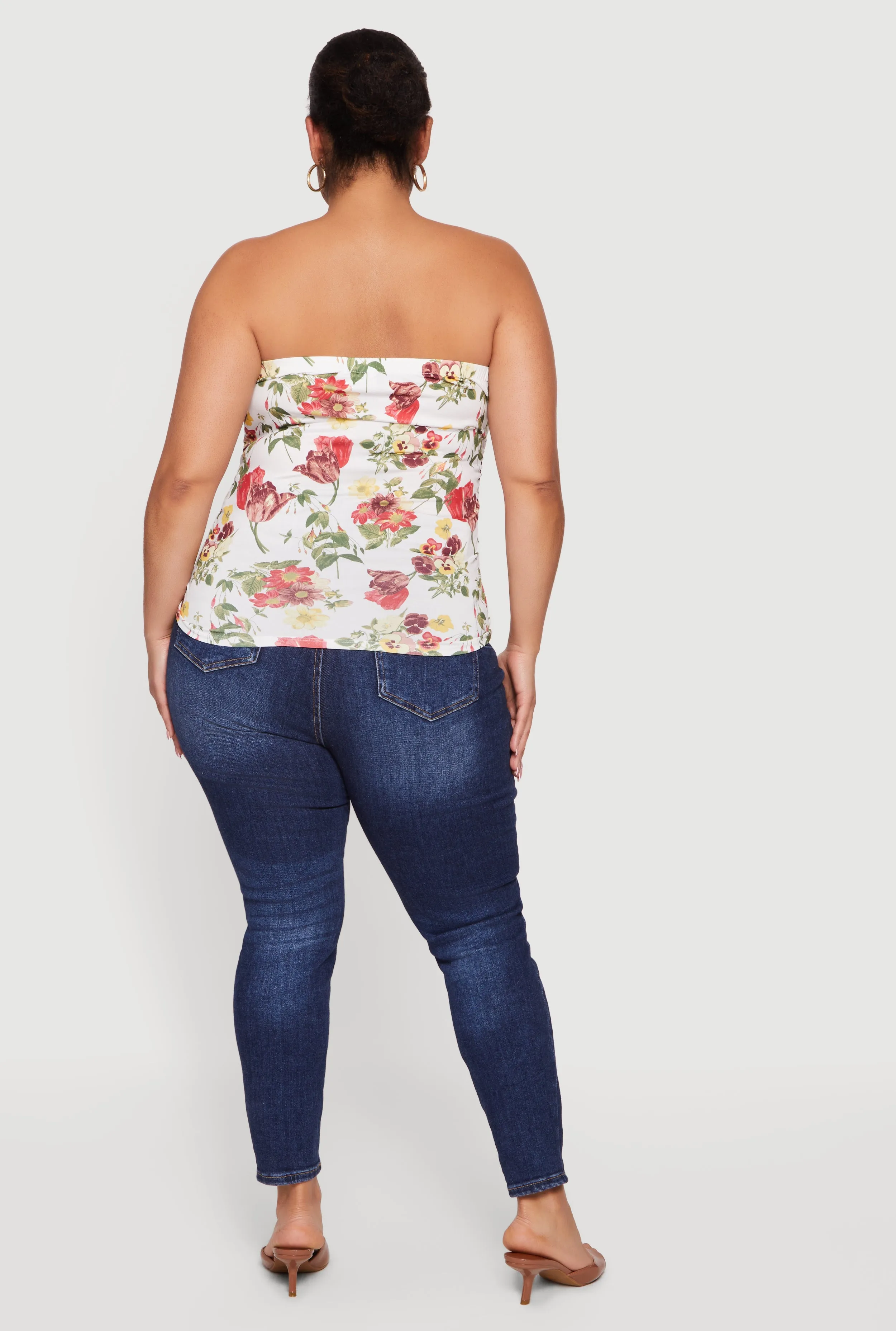 Plus Size Floral Print Side Ruched Tube Top sold by Rainbow product image thumbnail 5