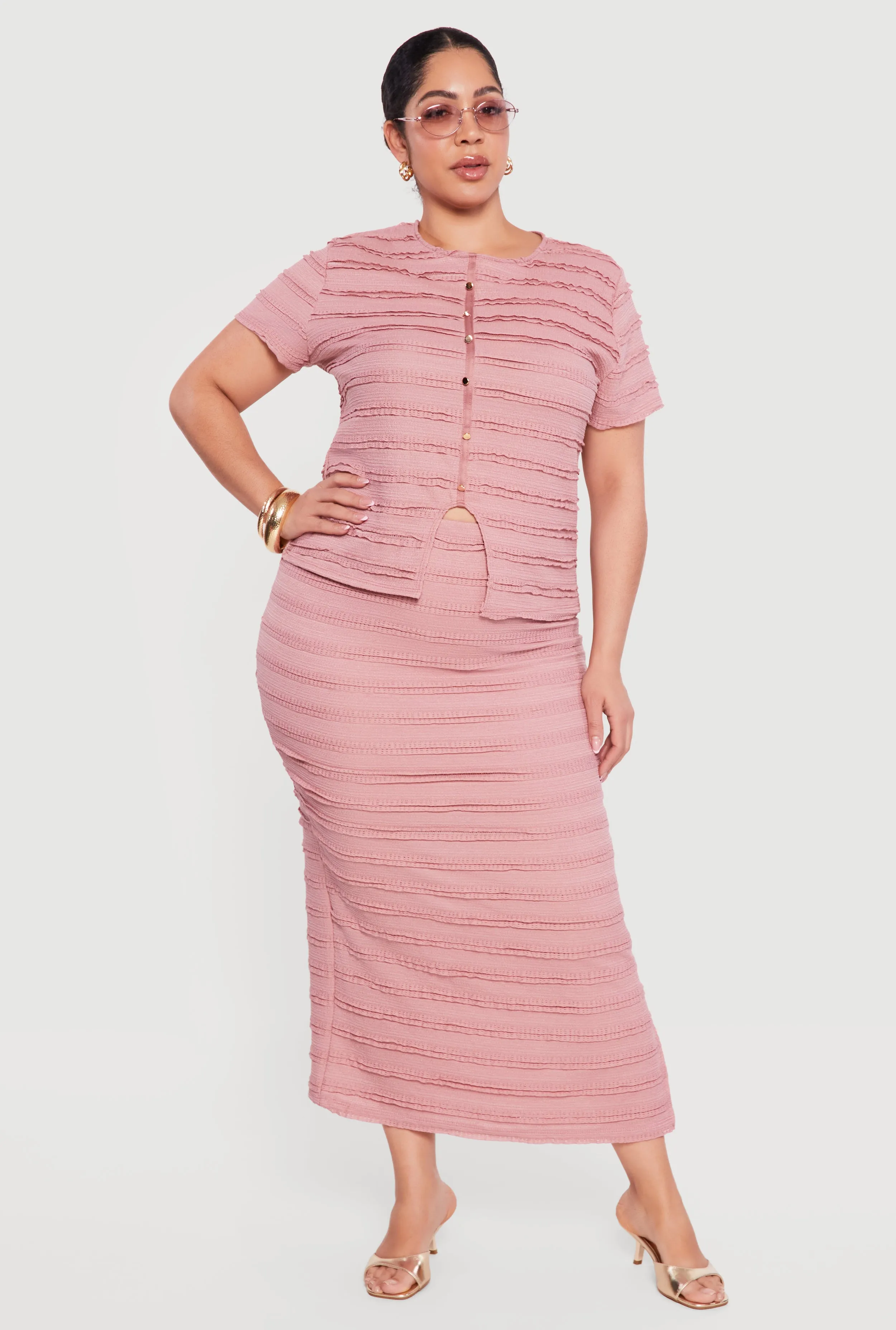 Plus Size Ruffle Detail High Waisted Skirt sold by Rainbow product image thumbnail 3