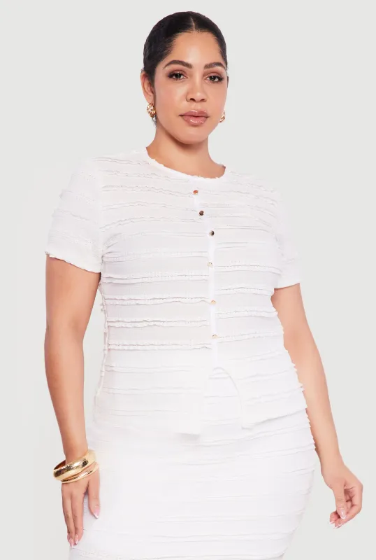 Plus Size Ruffled Detail Slit Front Blouse sold by Rainbow