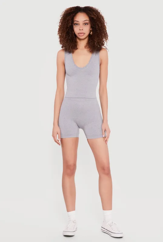 Seamless V-Neck Tank Top and Bike Shorts Set sold by Rainbow