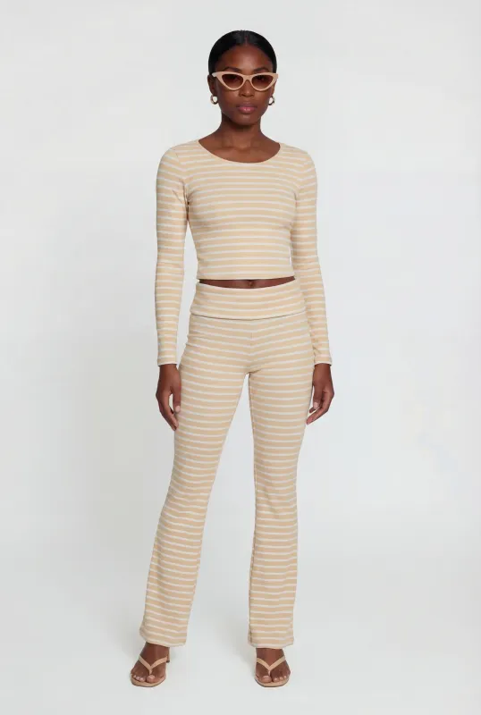 Striped Fold Over Flare Pants sold by Rainbow