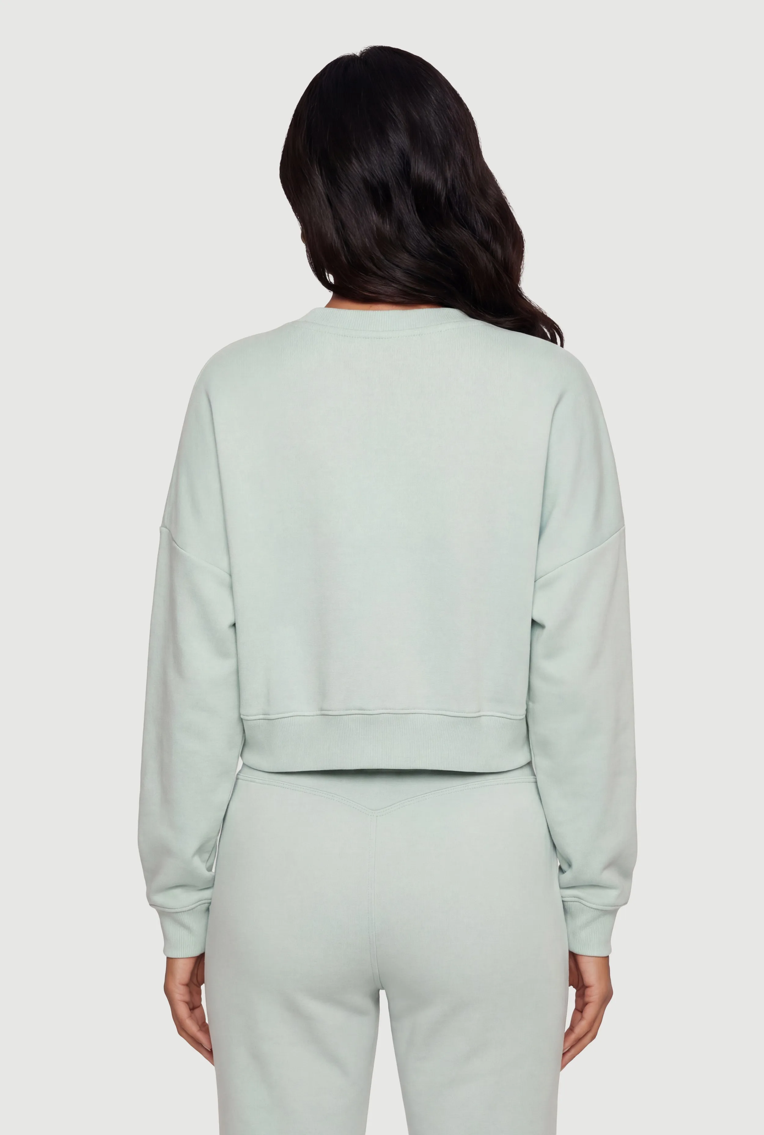 Cropped Long Sleeve Crew Neck Pullover Sweatshirt sold by Rainbow product image thumbnail 5