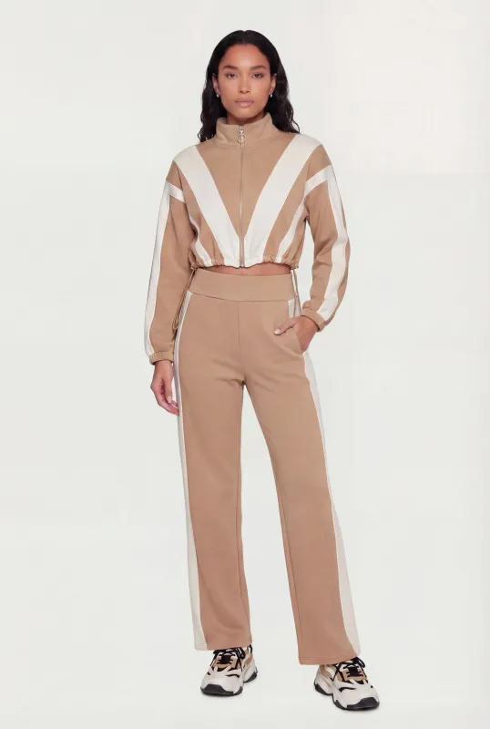Contrast Trim Wide Leg Active Pants sold by Rainbow