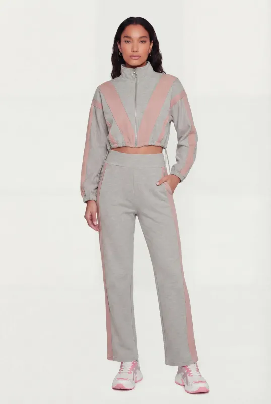 Contrast Trim Wide Leg Active Pants sold by Rainbow