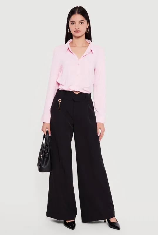 Metallic Detail Wide Leg Palazzo Pants sold by Rainbow