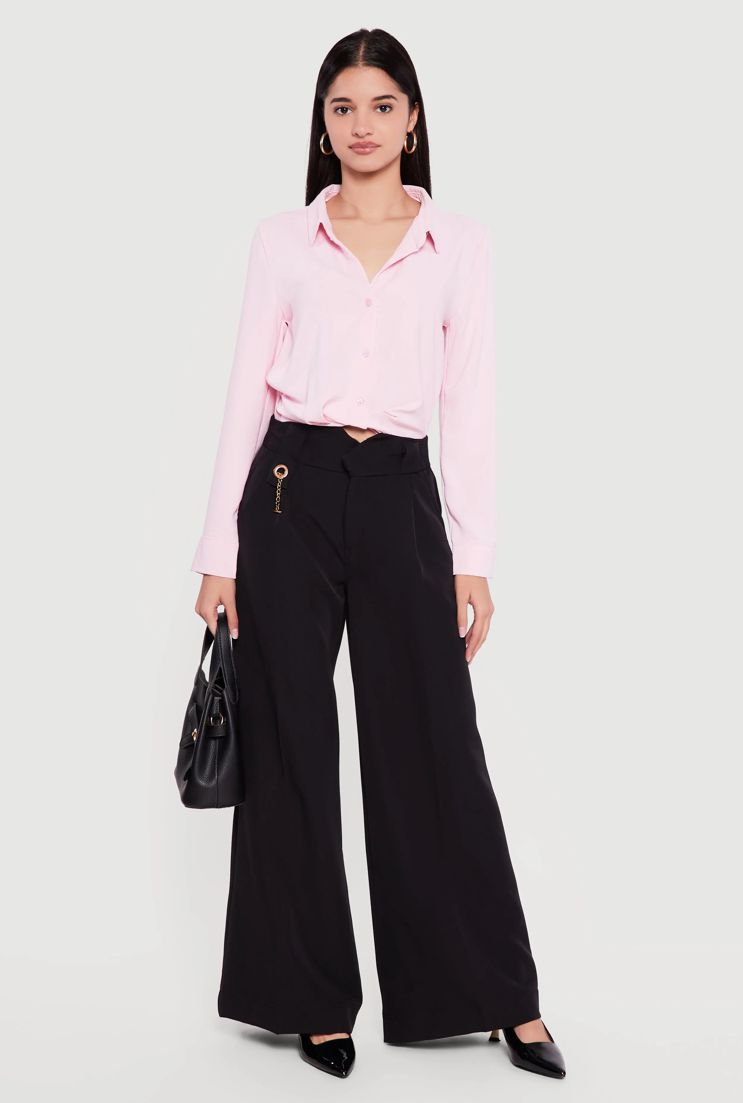 Metallic Detail Wide Leg Palazzo Pants sold by Rainbow