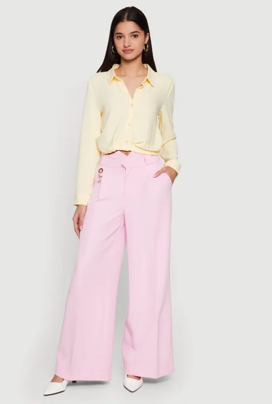 Metallic Detail Wide Leg Palazzo Pants sold by Rainbow