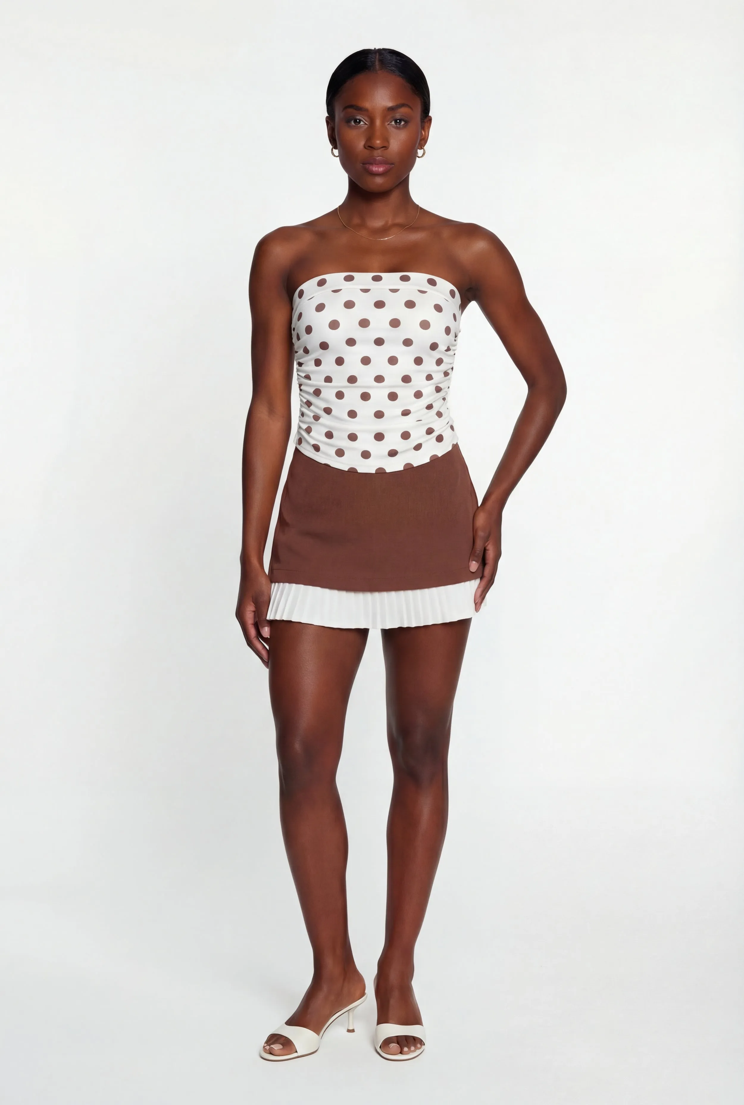 Patterned Ruched Side Tube Top sold by Rainbow