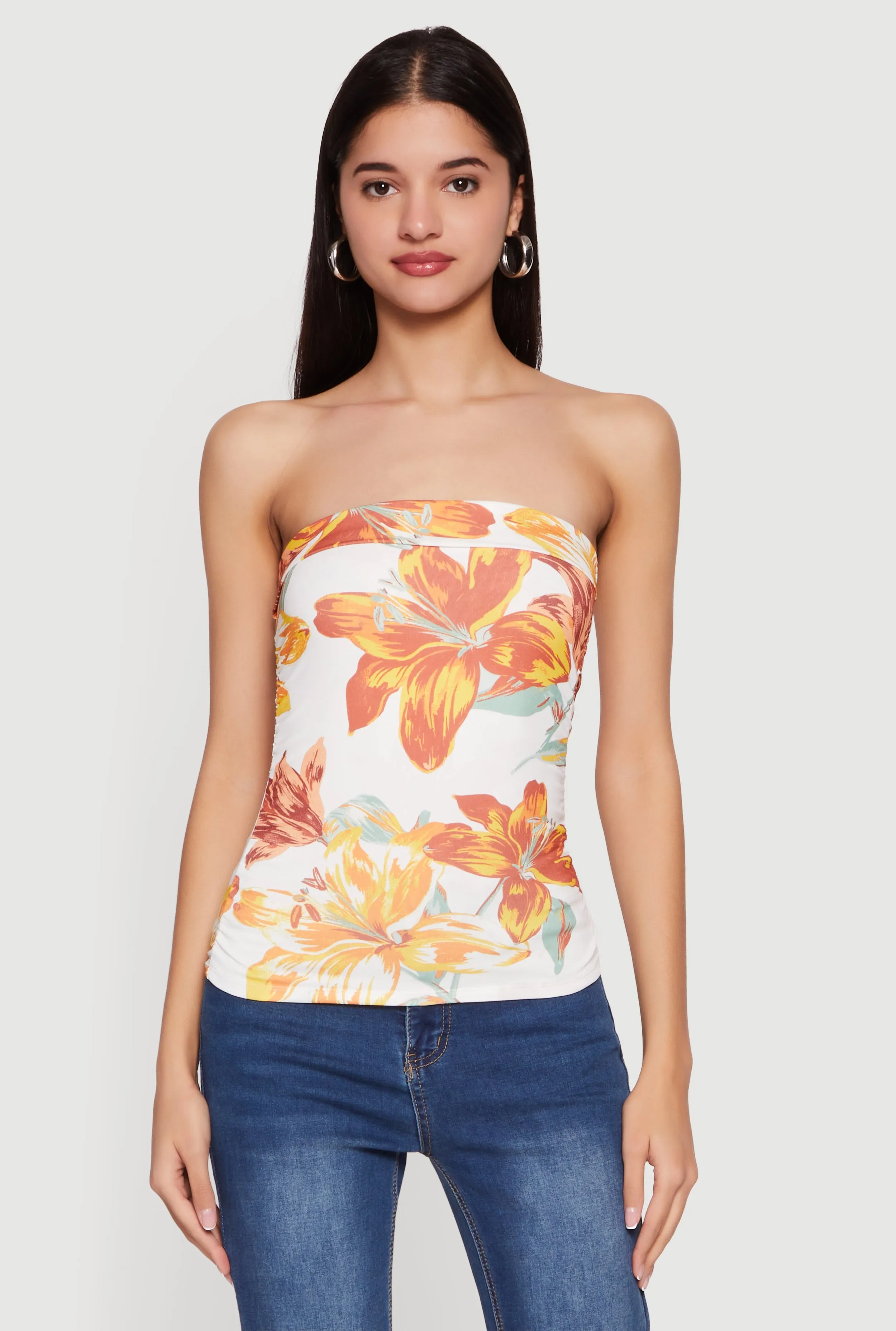 Patterned Ruched Side Tube Top sold by Rainbow product image thumbnail 2