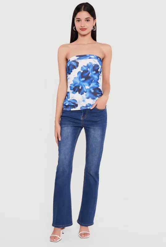 Patterned Ruched Side Tube Top sold by Rainbow