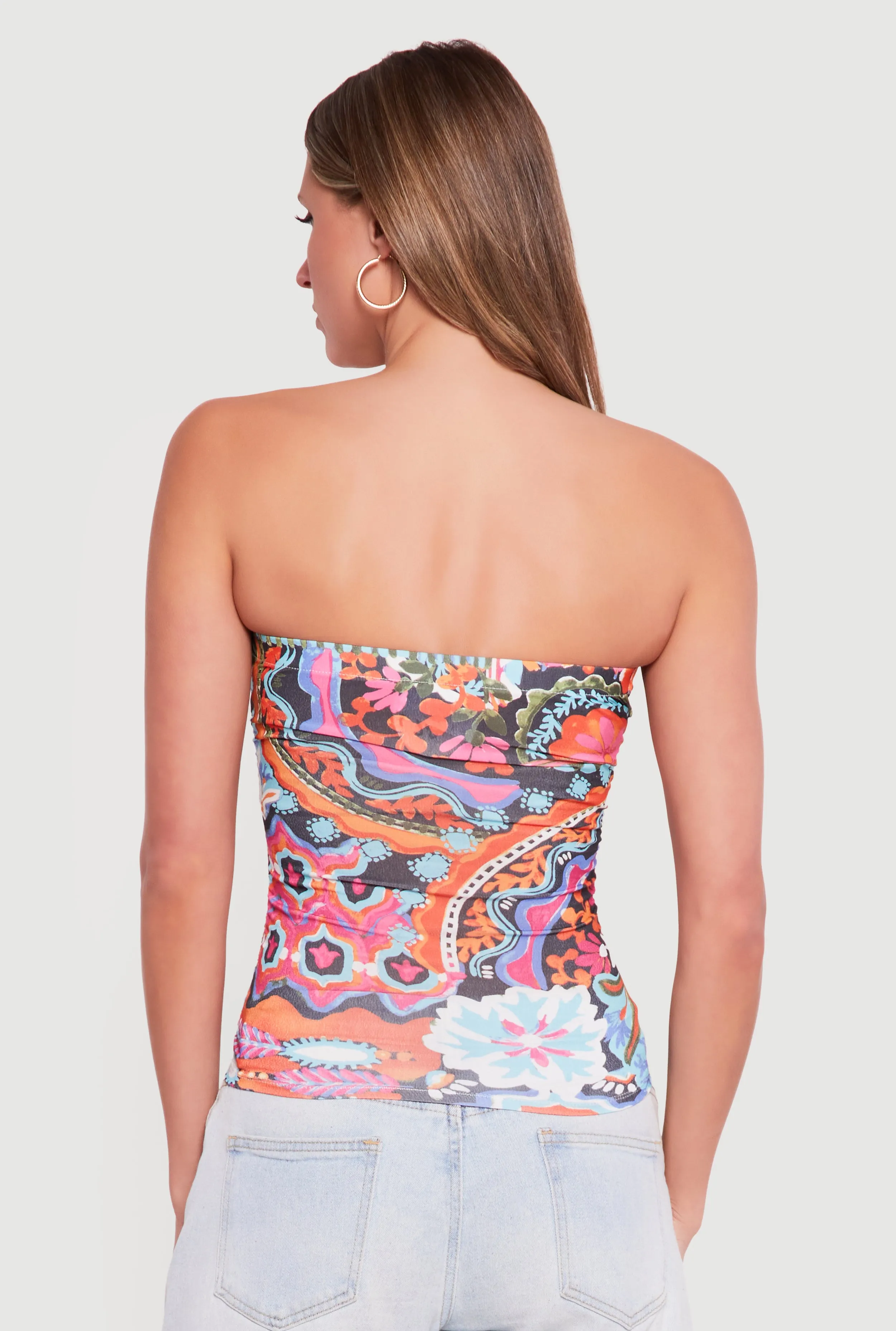 Patterned Ruched Side Tube Top sold by Rainbow product image thumbnail 5