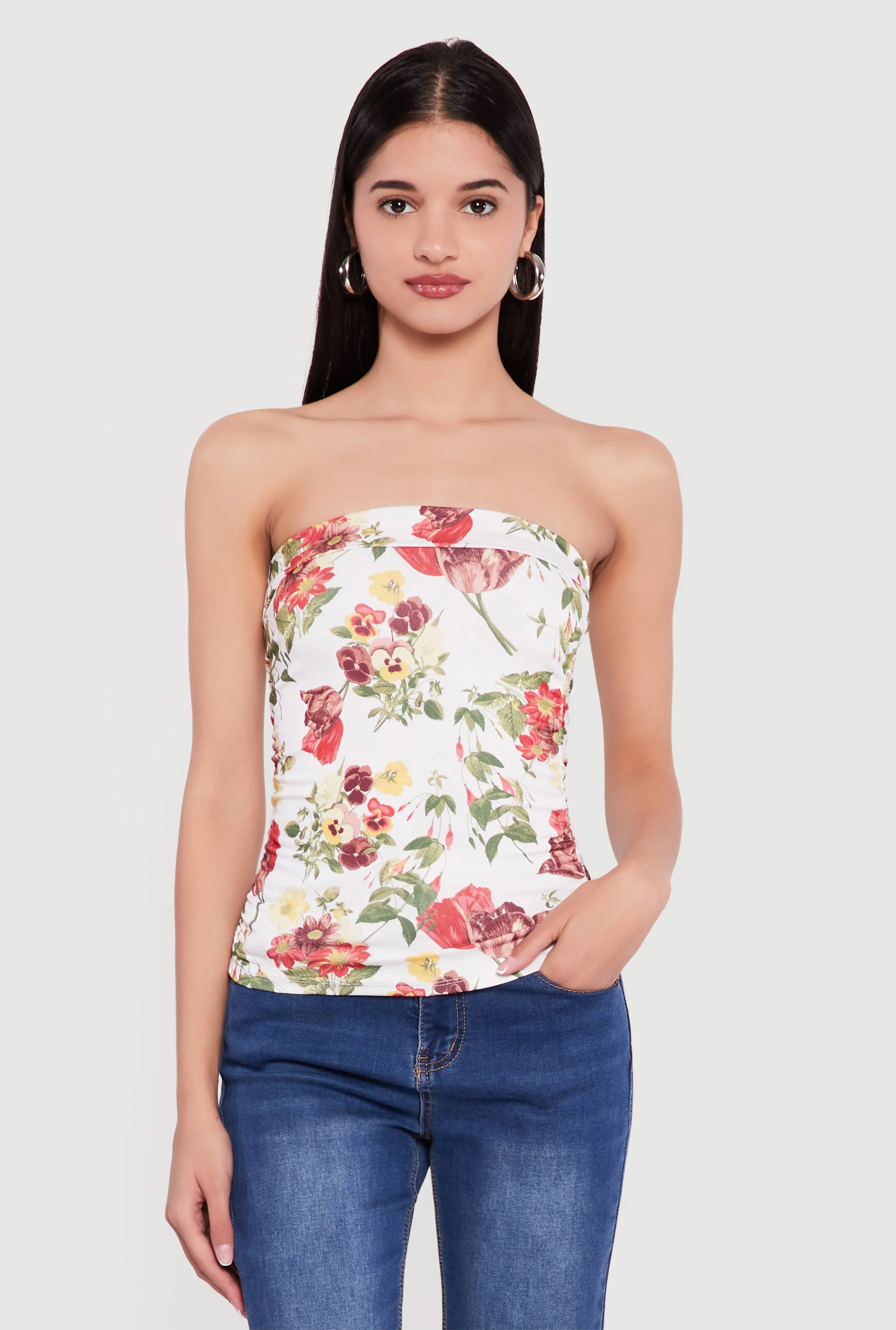Patterned Ruched Side Tube Top sold by Rainbow product image thumbnail 2