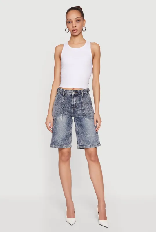 VIP Denim Bermuda Shorts with Strap Detail made by Rainbow