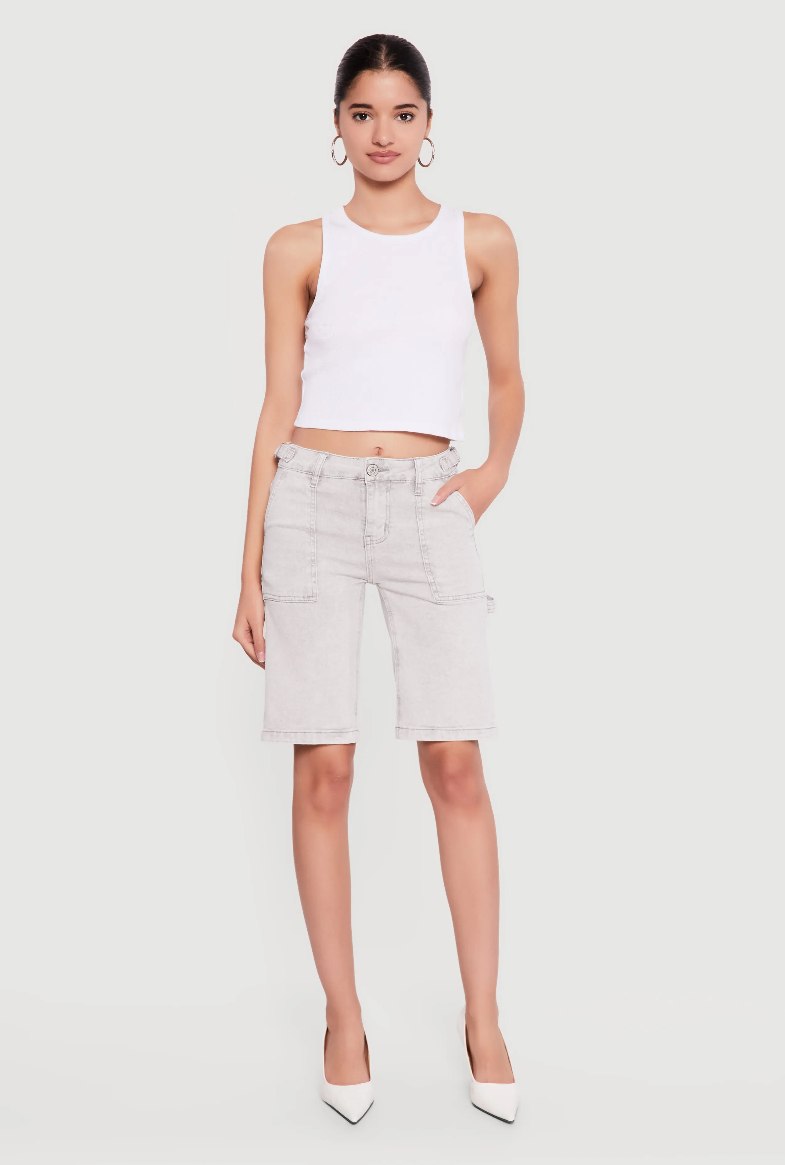 VIP Denim Bermuda Shorts with Strap Detail sold by Rainbow