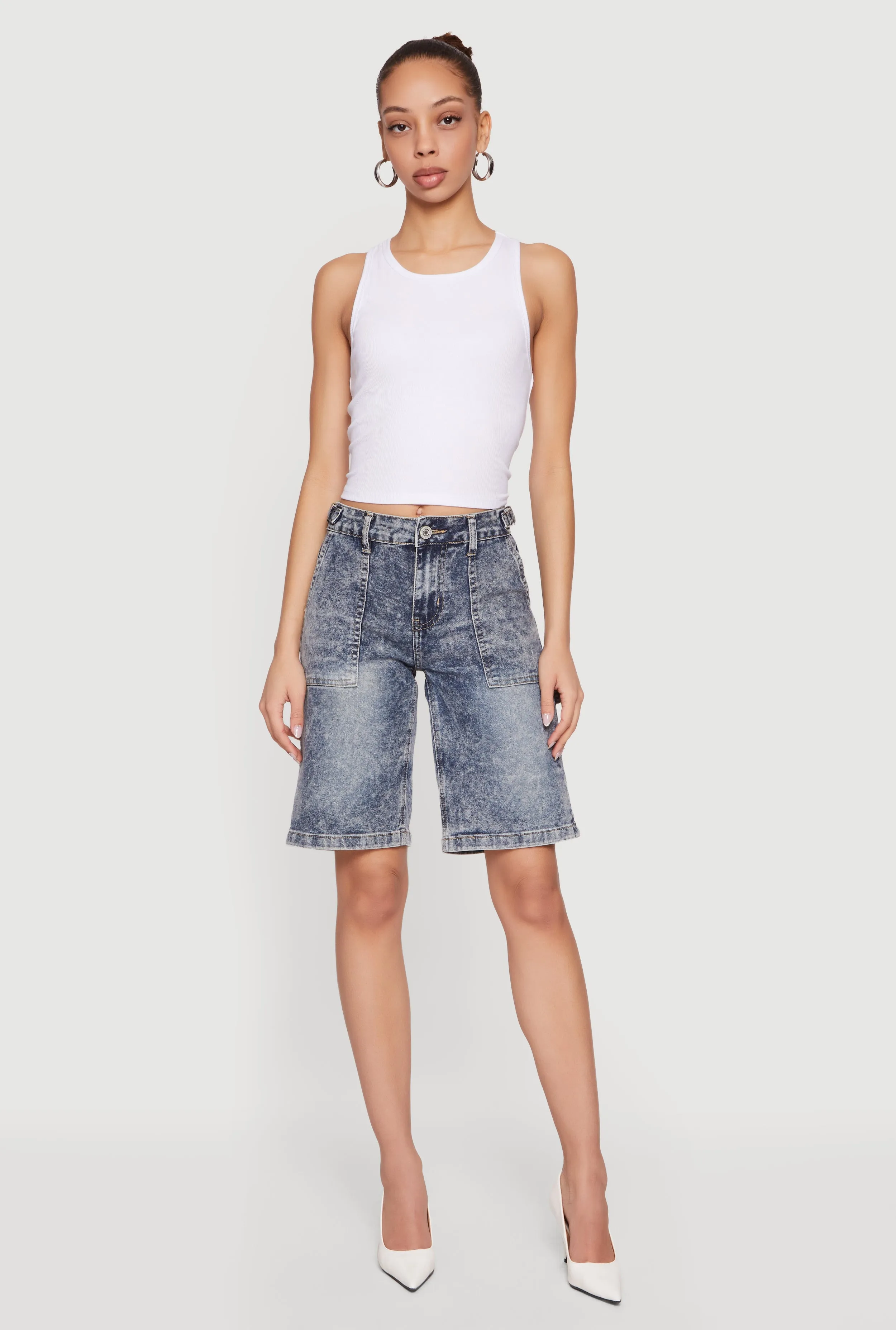 VIP Denim Bermuda Shorts with Strap Detail sold by Rainbow